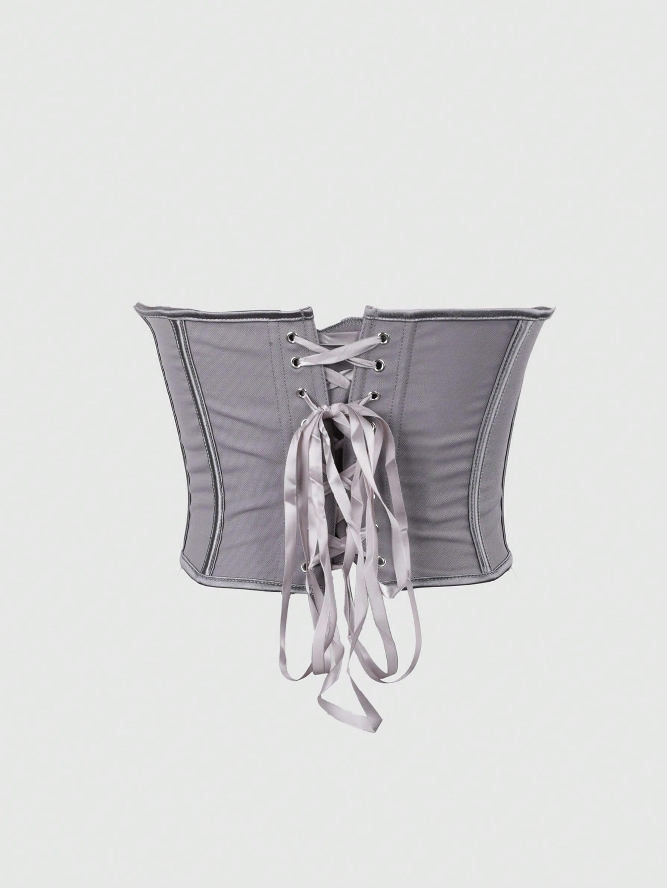 Women's Sleek Gray Boned Corset Top with Hook and Eye Closure