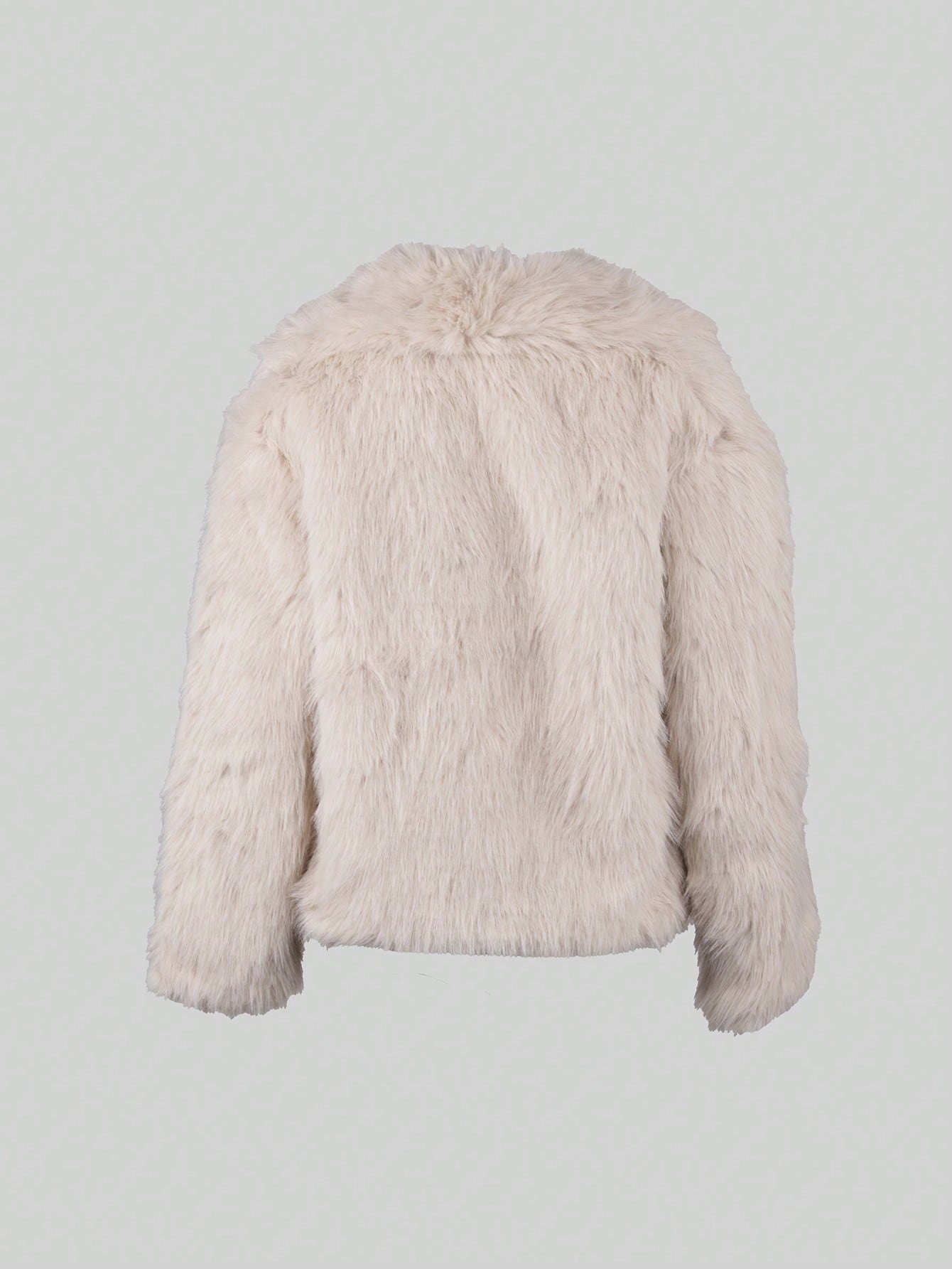Women's Elegant Women's Grey Faux Fur Jacket Short Winter Coat