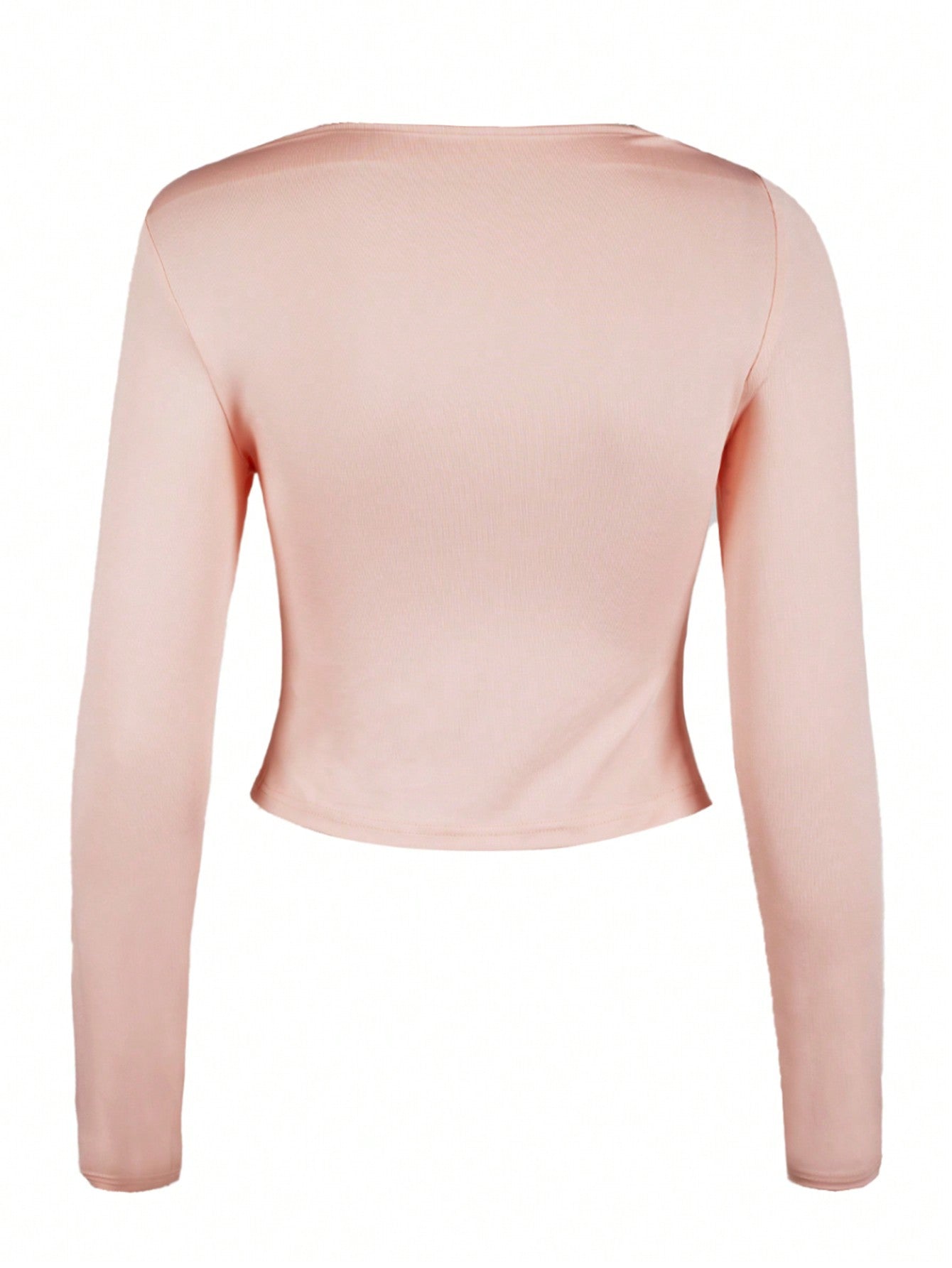 Women's Women Sexy Pink Off Shoulder Long Sleeve Ruched Top Slim Fit Tee