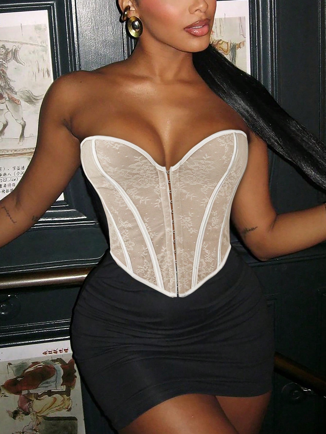 Women's Multi-Textured Bustier Crop Tops - Strapless Push-Up Corset Style Tops, Glam Casual & Party Wear