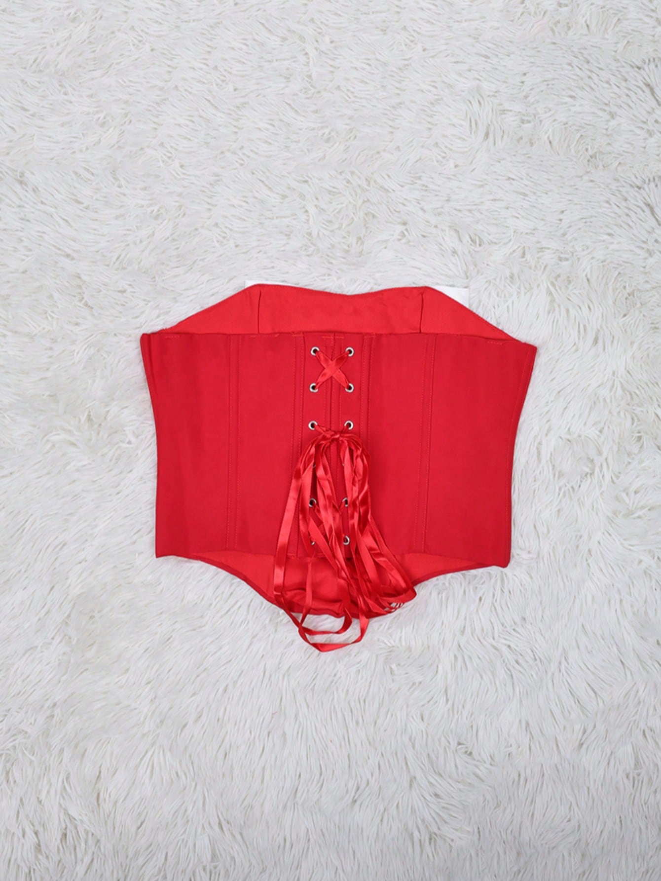 Women's Red Corset Top with White Bow Detail