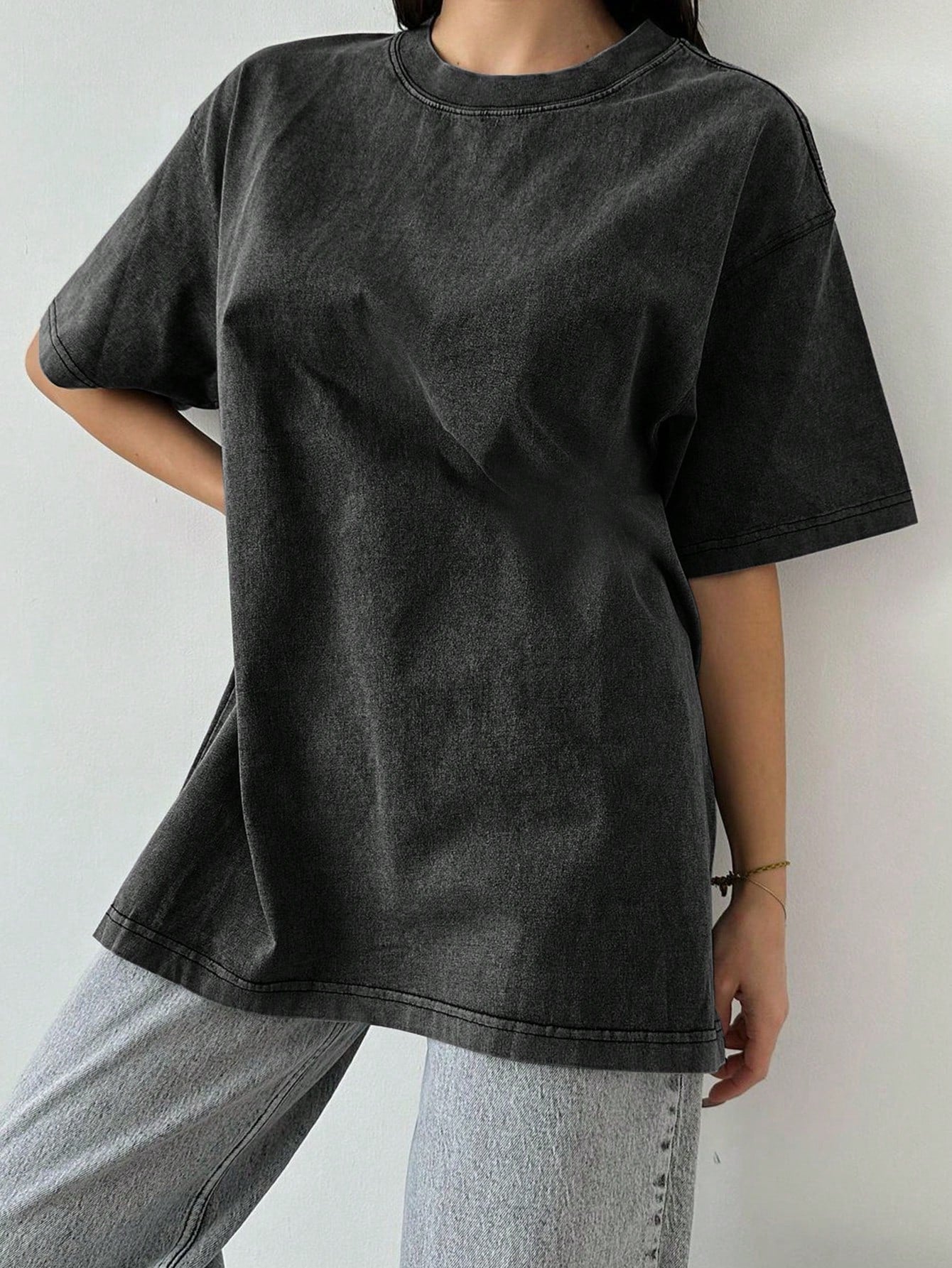 Women's Black Angel Graphic Back Print Short-Sleeve T-Shirt - Streetwear Inspired Casual & Edgy Daily Top