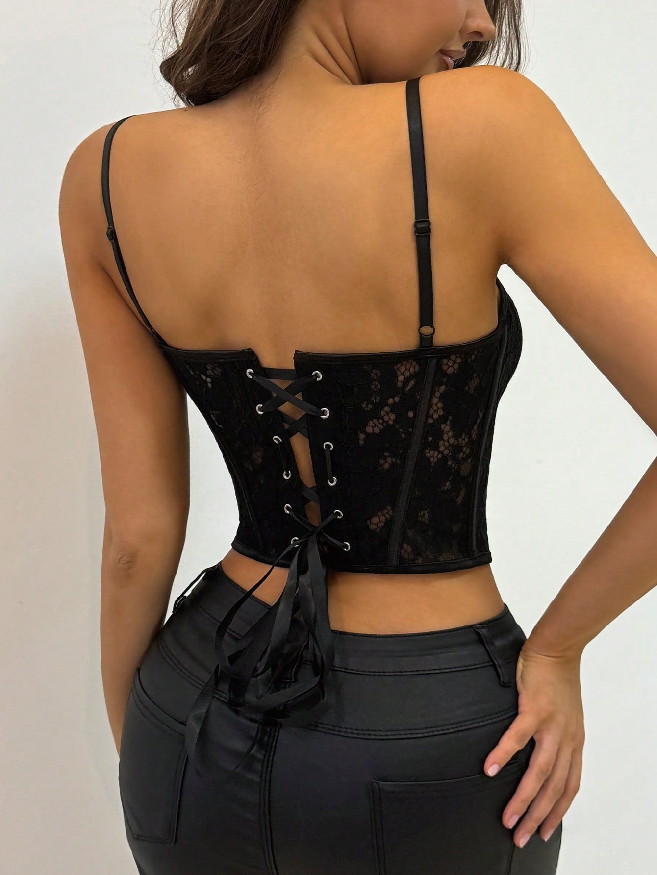 Women's Black Lace Corset Top