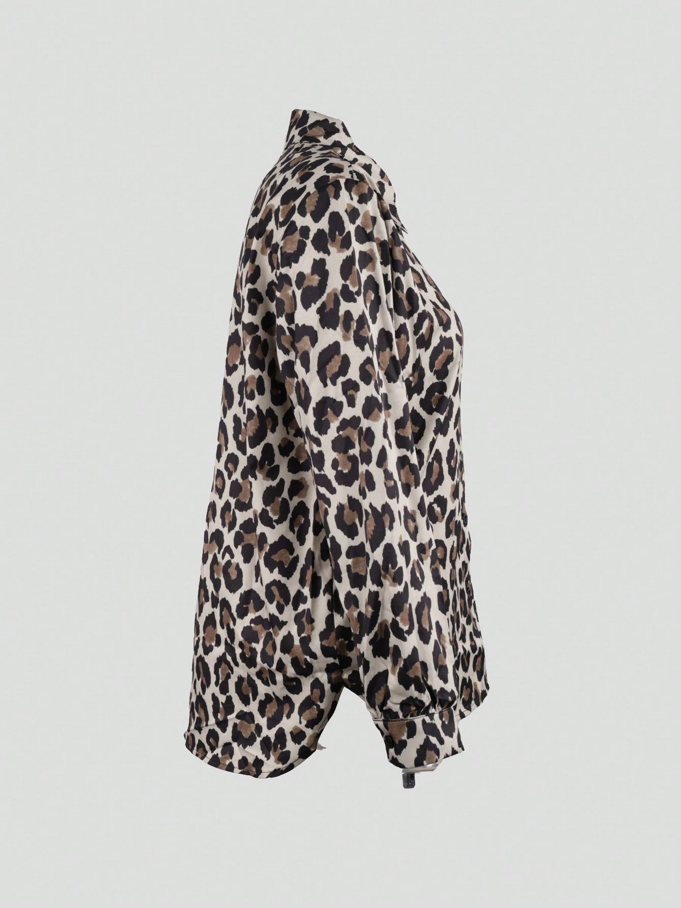 Women's Women Leopard Print Long Sleeve Button Down Shirt Chic Animal Print Blouse