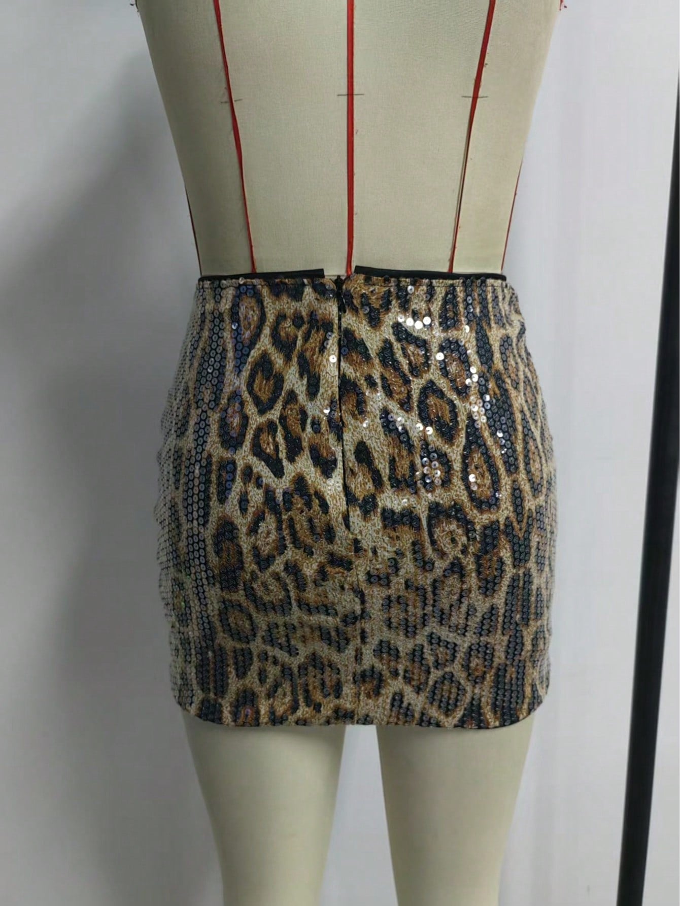 Women's Leopard Print High Waist Mini Skirt with Side Slit