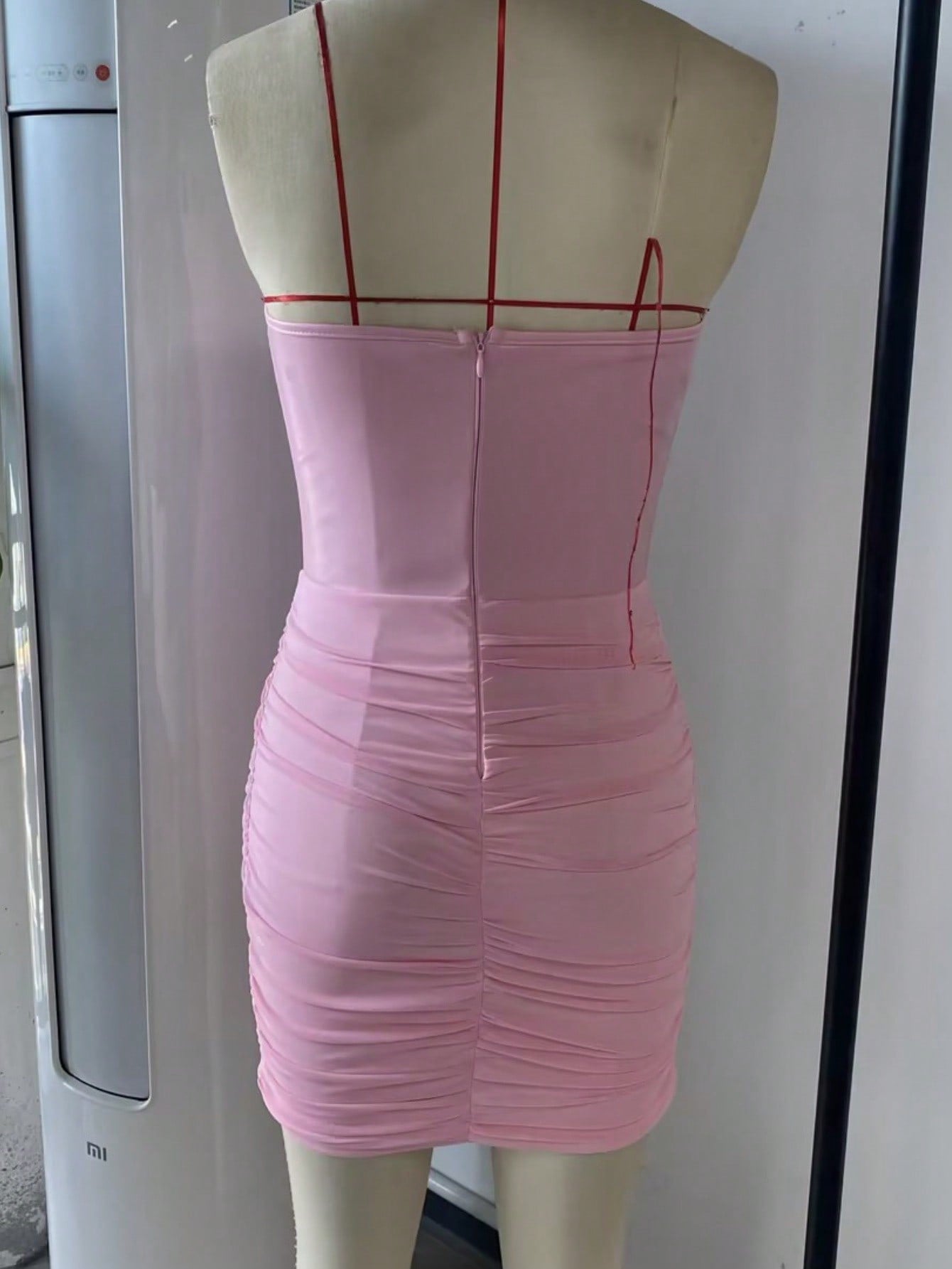 Women's Apperloth Pink PU Leather Ruched Bodycon Corset Mini Dress Sexy Party Wear