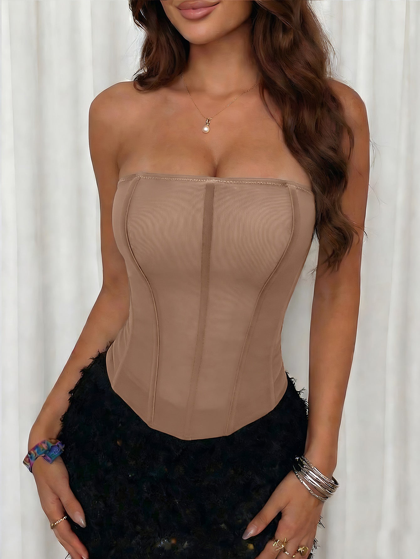 Women's Coffee Corset Bustier Top