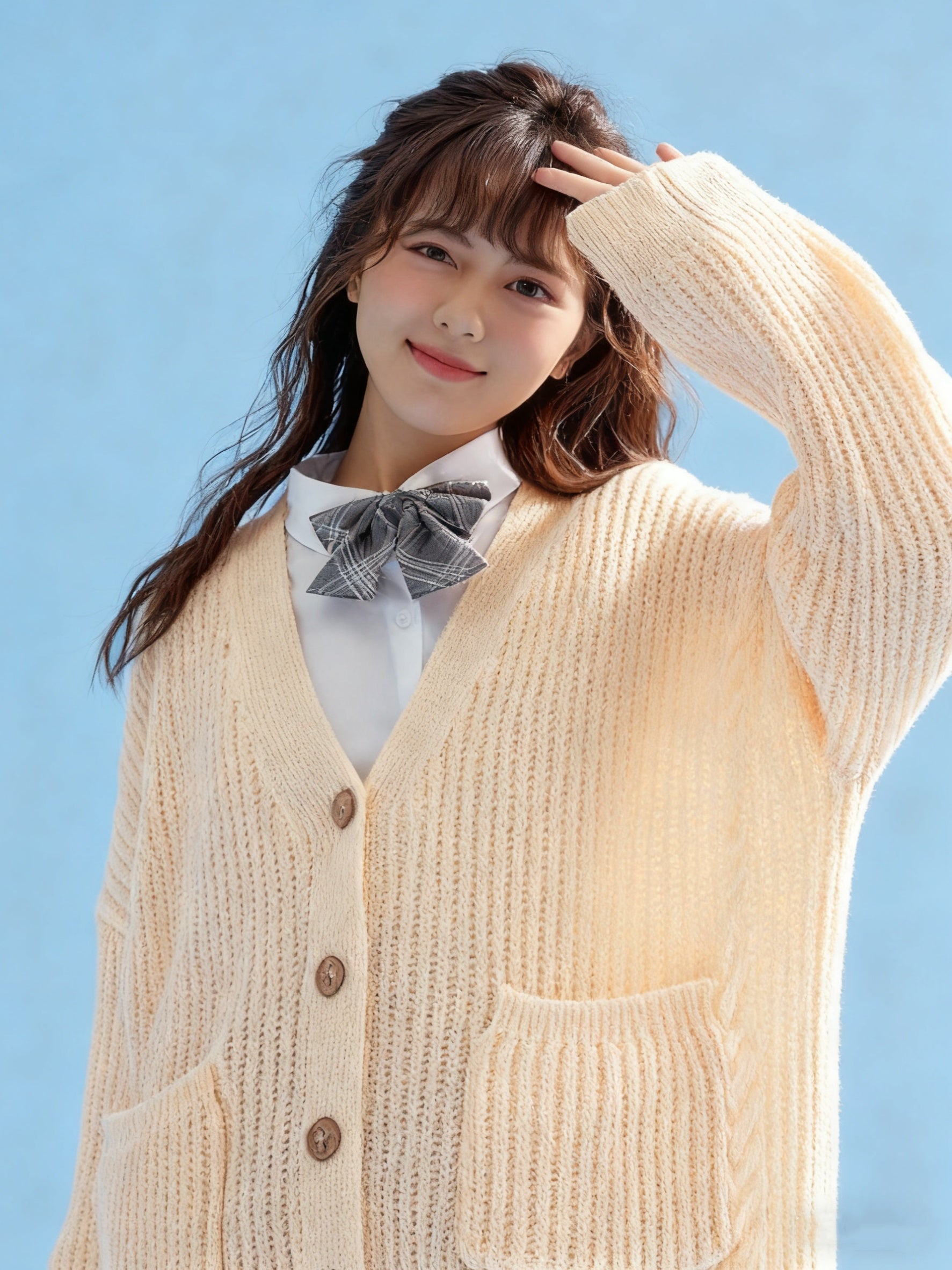 Pre-order Women's Beige Cable-Knit Cardigan | MOQ 24 Units | 10-15 Calendar Days Shipping
