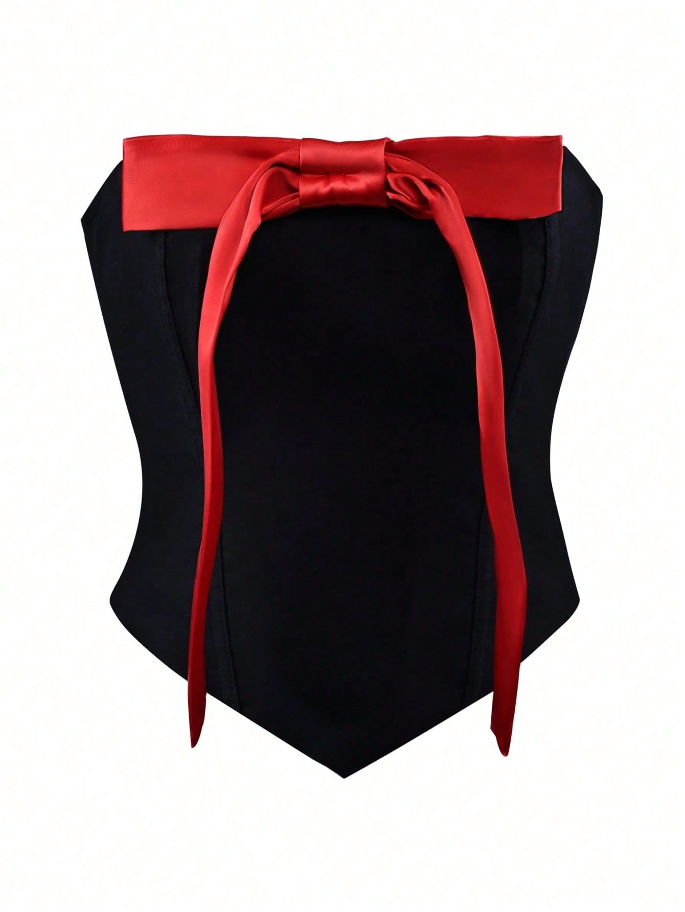 Women's Black Tube Dress with Large Red Bow Detail