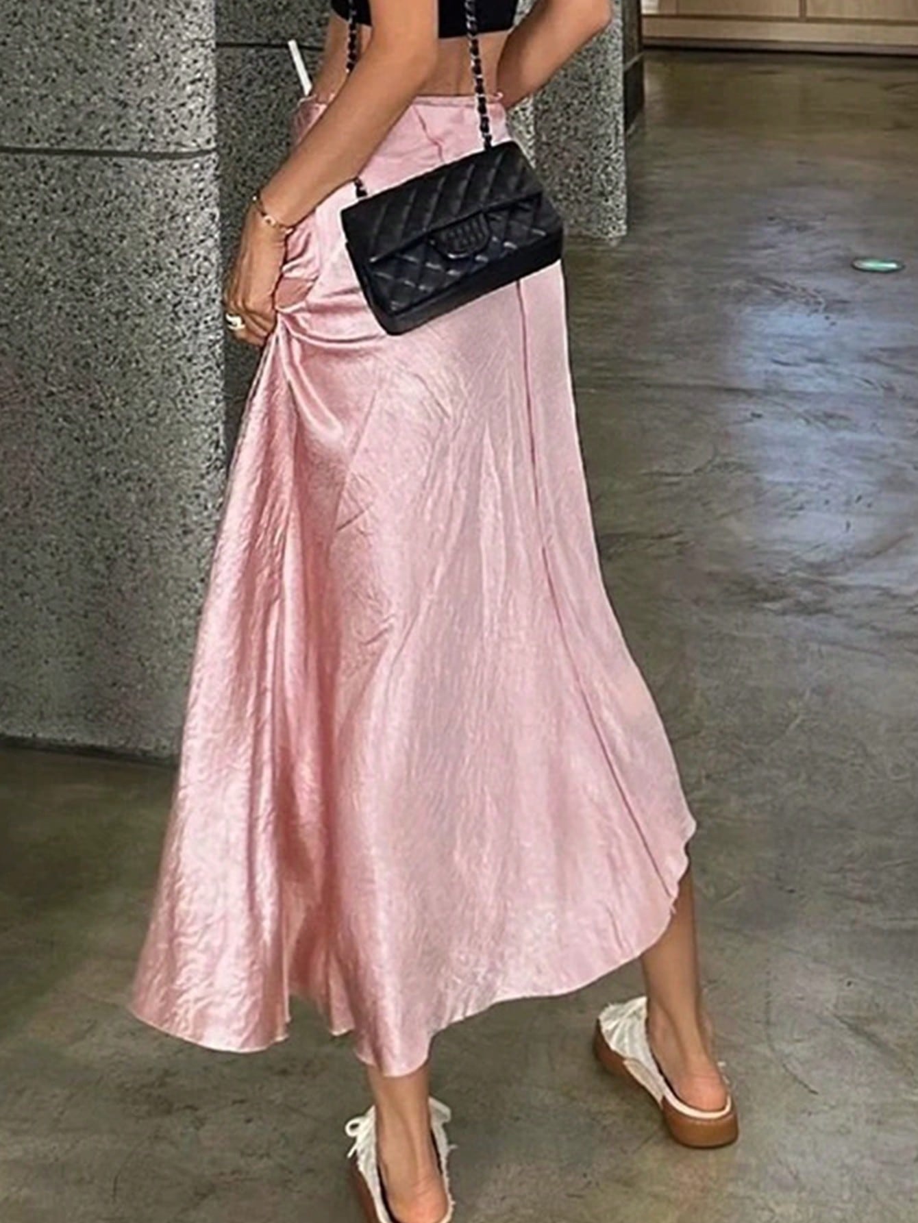 Women's Dusty Pink Polyester Mini skirt with A-line