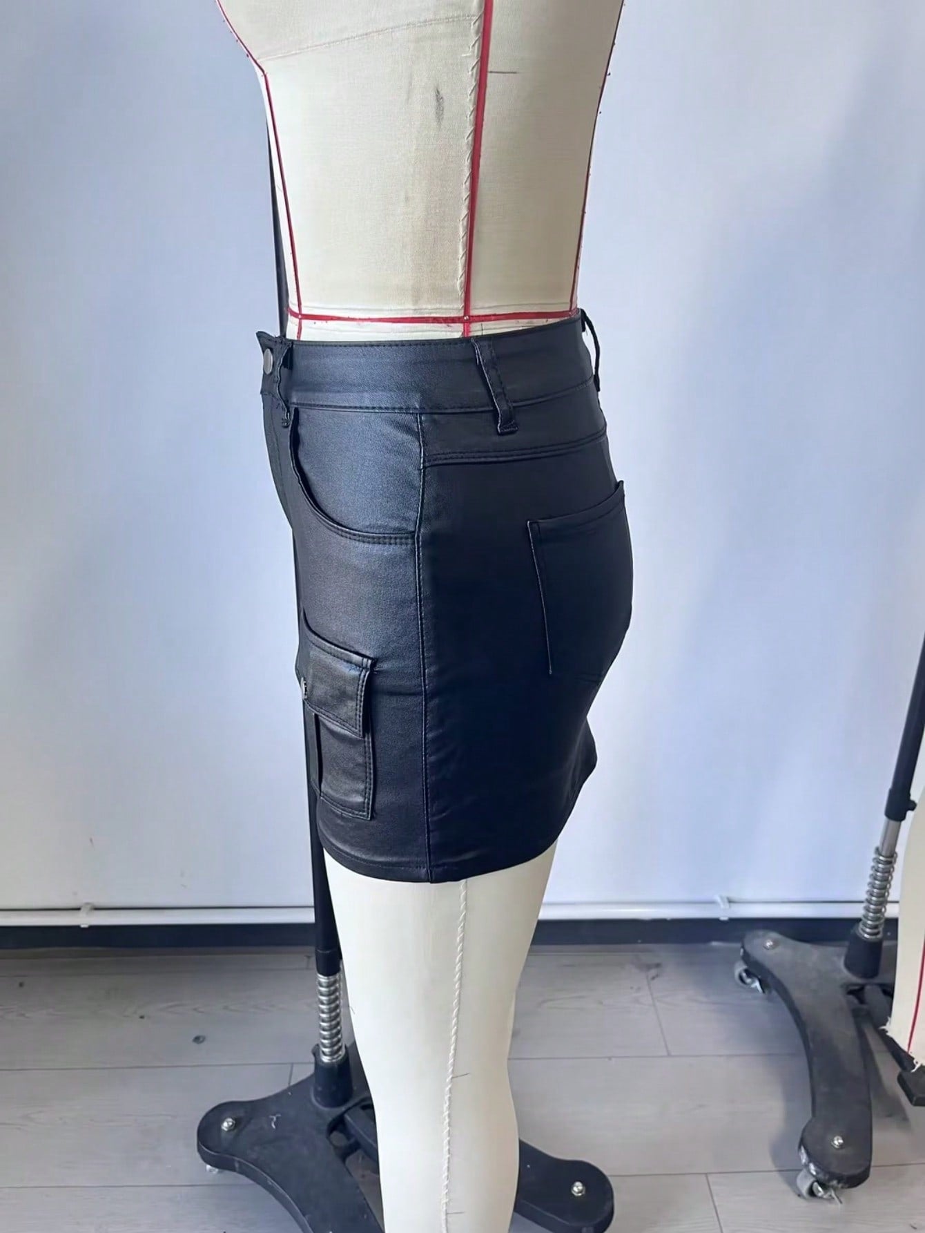 Women's Black Polyester Blend High Rise Bodycon Mini Skirt