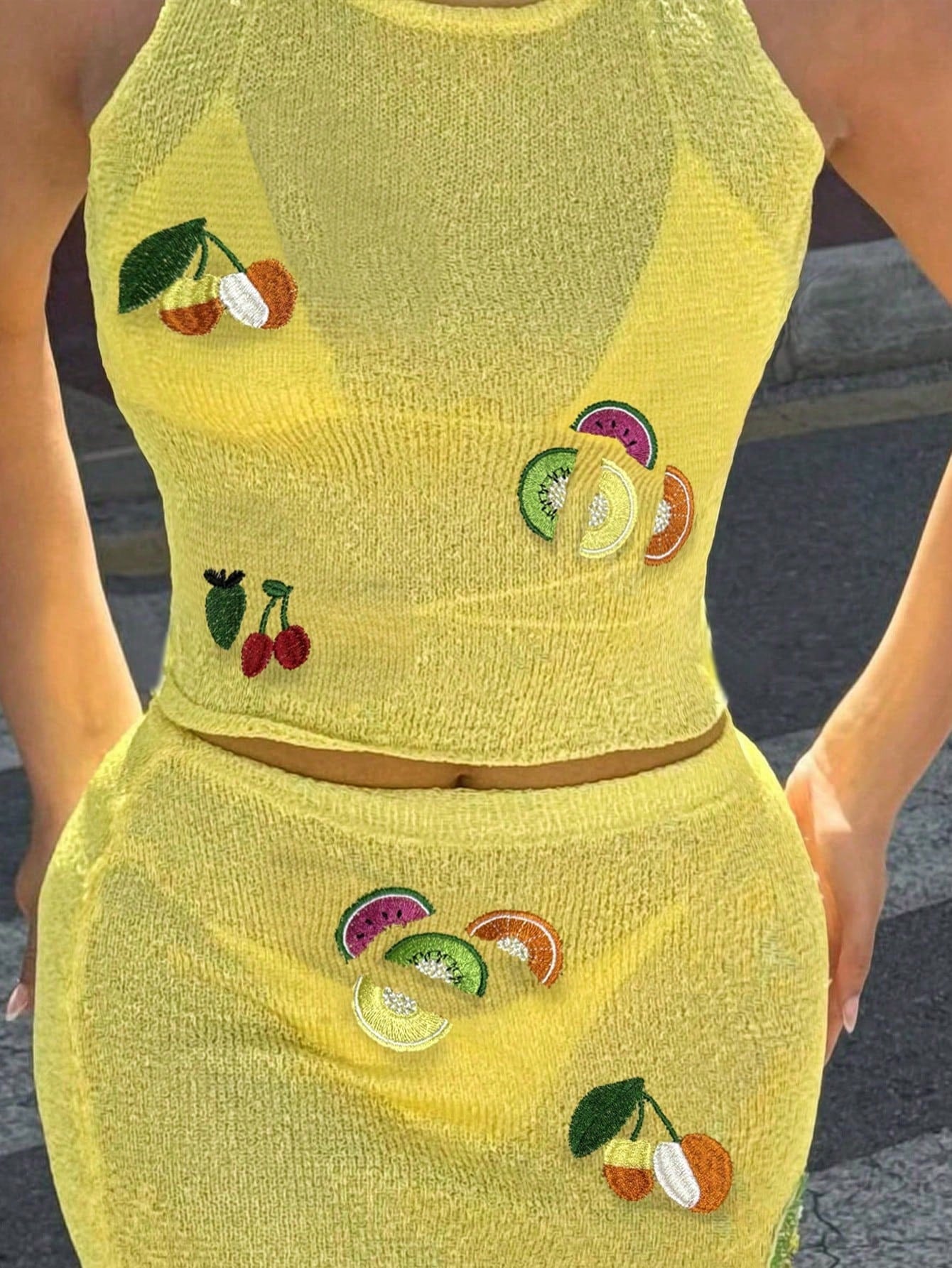 Women's Yellow Ribbed Knit Henley Top with Button Placket