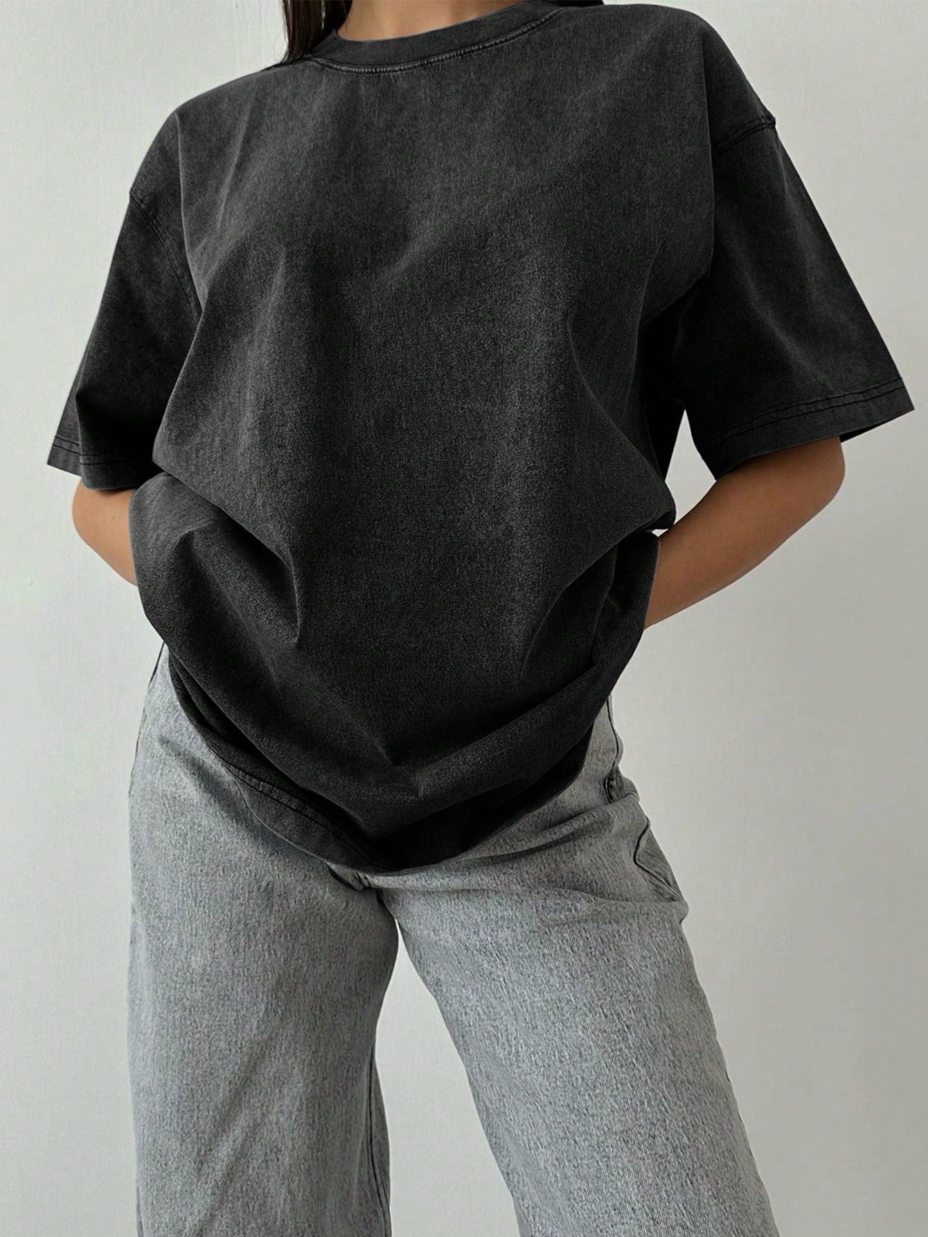 Women's Black Angel Graphic Back Print Short-Sleeve T-Shirt - Streetwear Inspired Casual & Edgy Daily Top