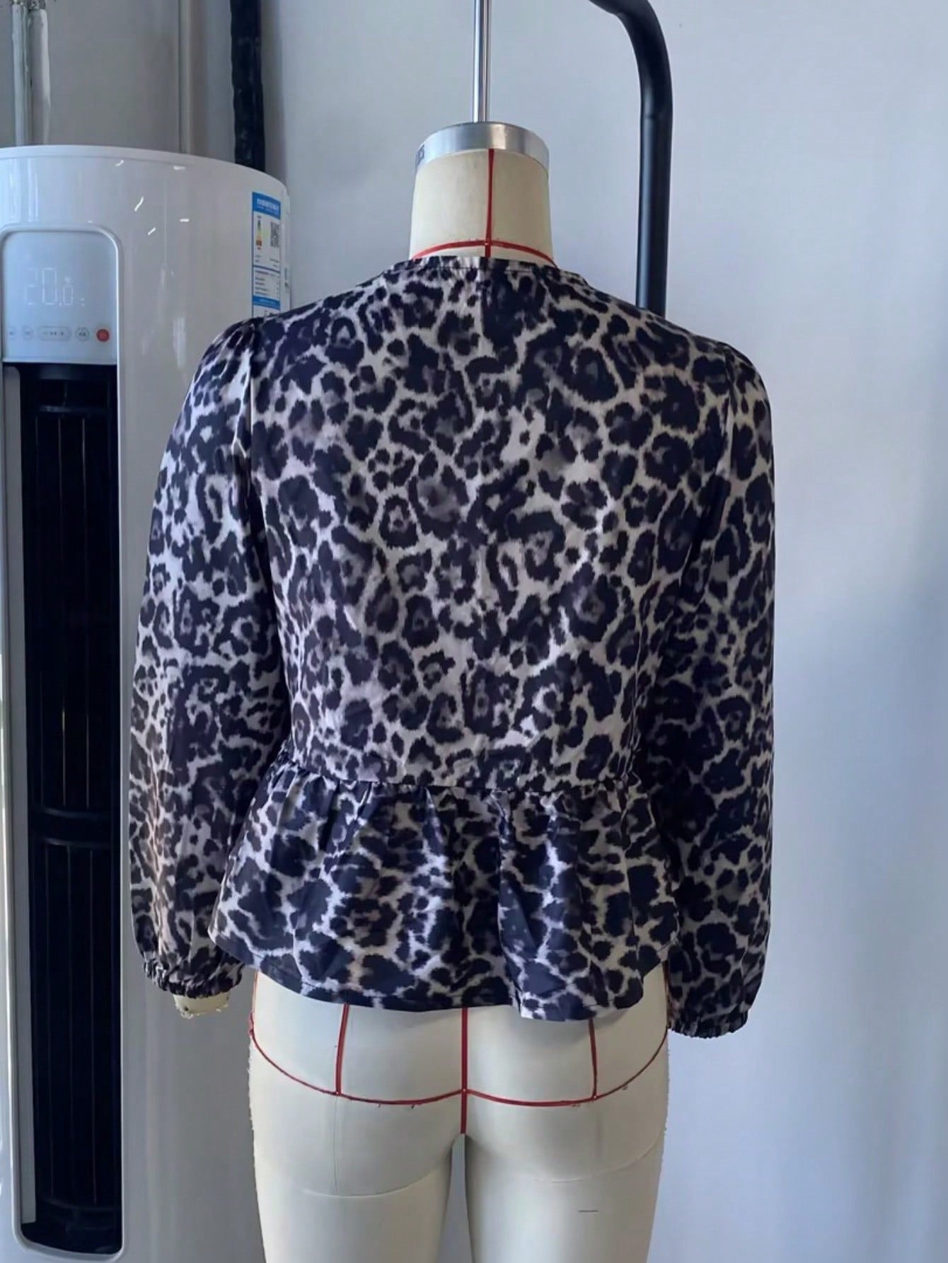 Women's Brown Leopard Polyester Blouse with leopard print