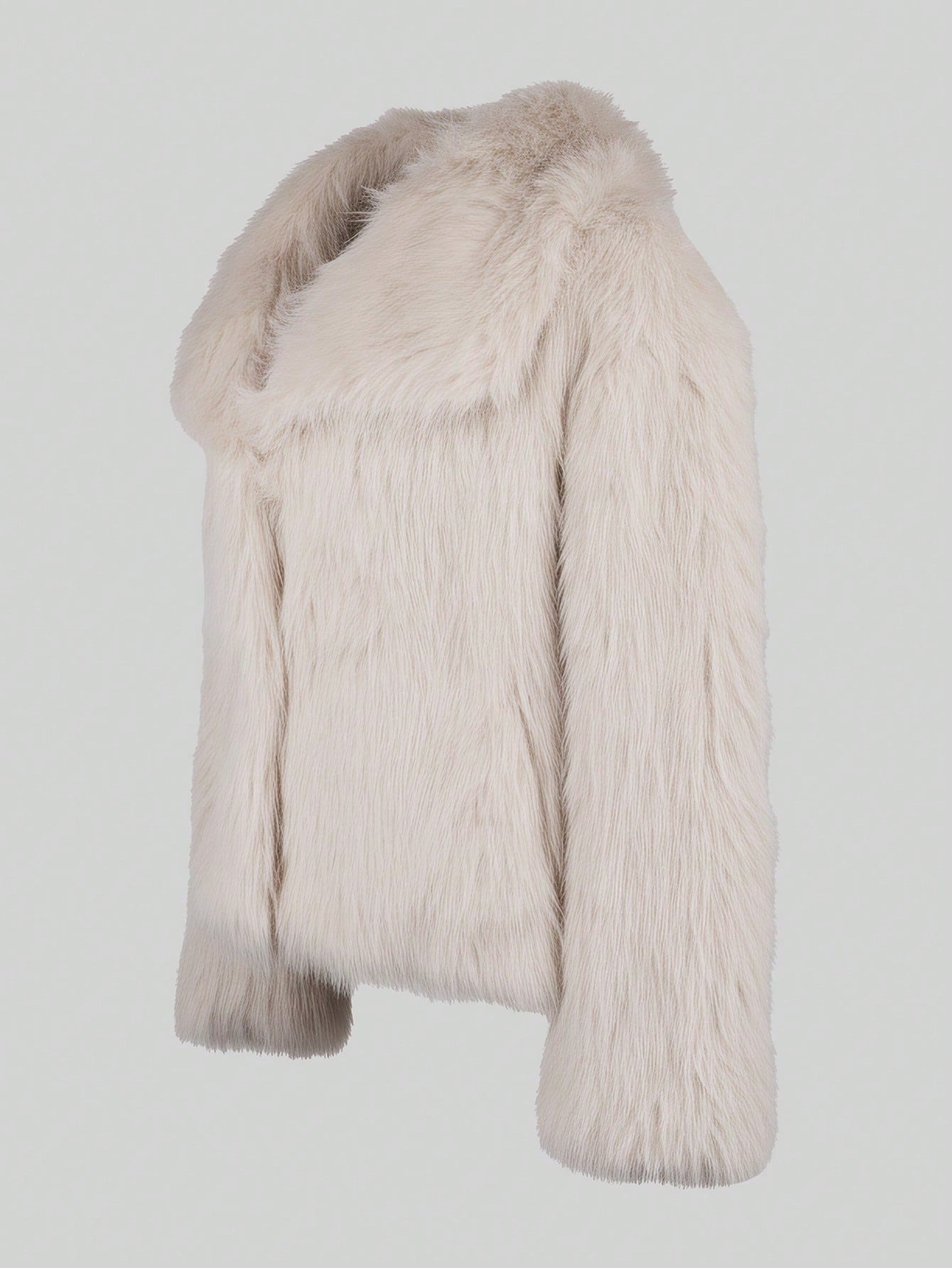 Women's Elegant Women's Grey Faux Fur Jacket Short Winter Coat
