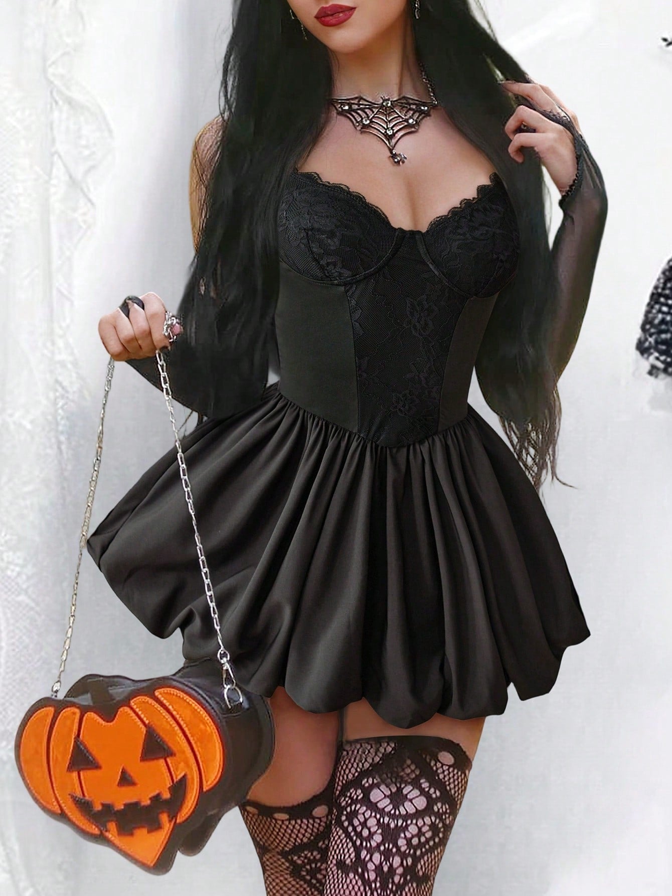 Women's Apperloth Black Lace Corset Bodycon Mini Dress Sexy Evening Party Wear