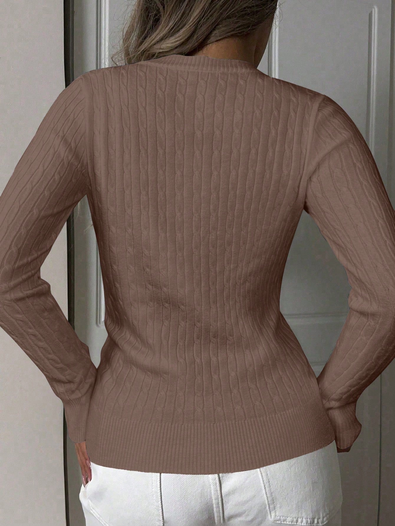 Women's Floral Camel Ribbed Knit Midi Bodycon Dress