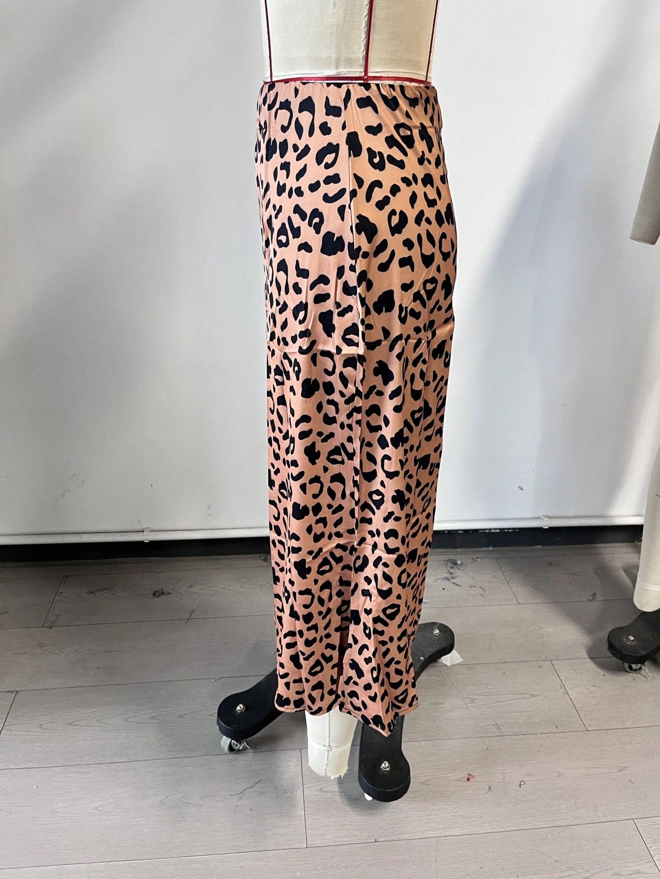 Women's Brown Leopard Polyester Mini skirt with A-line