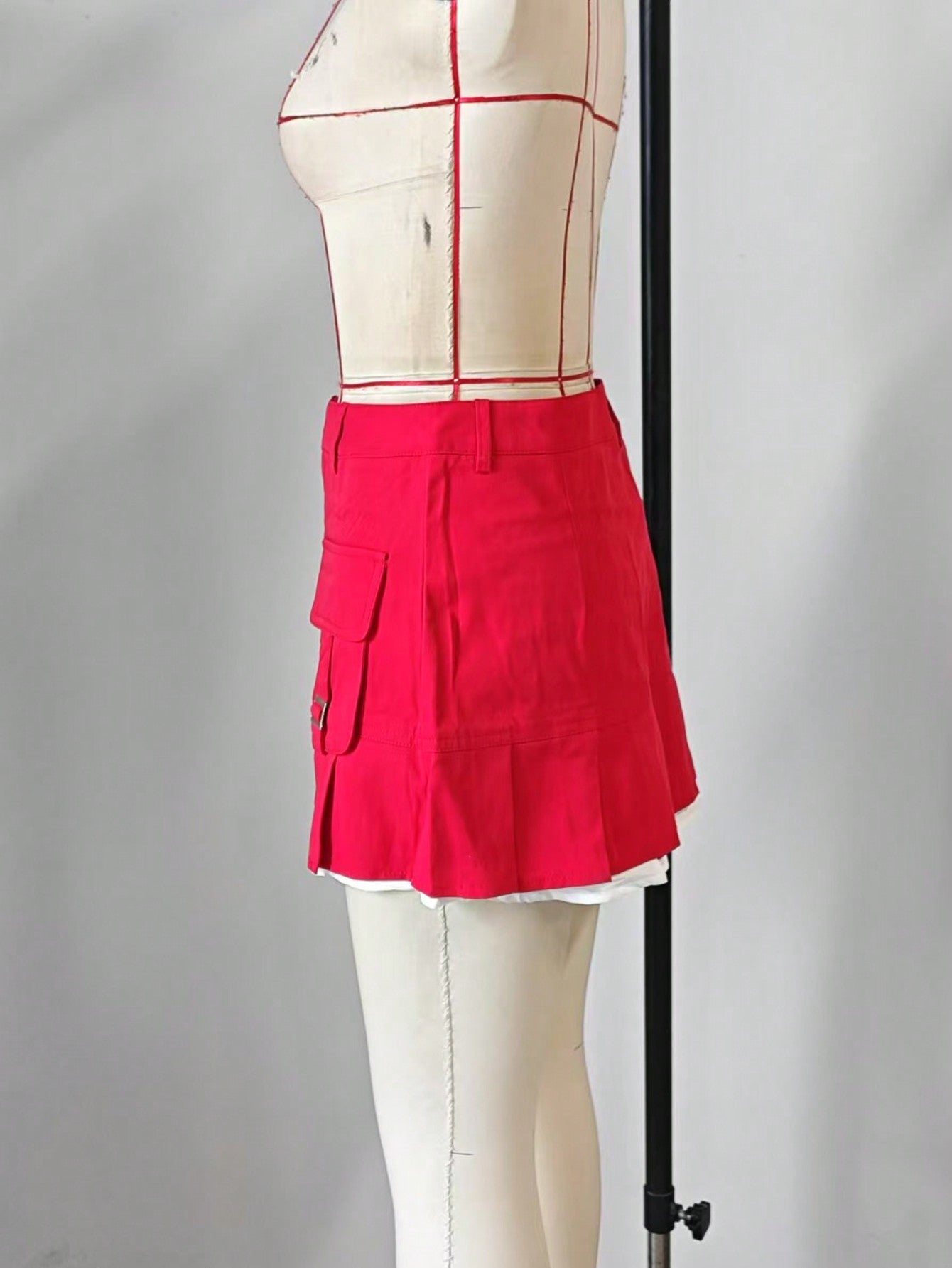 Women's Red A-Line Mini Skirt