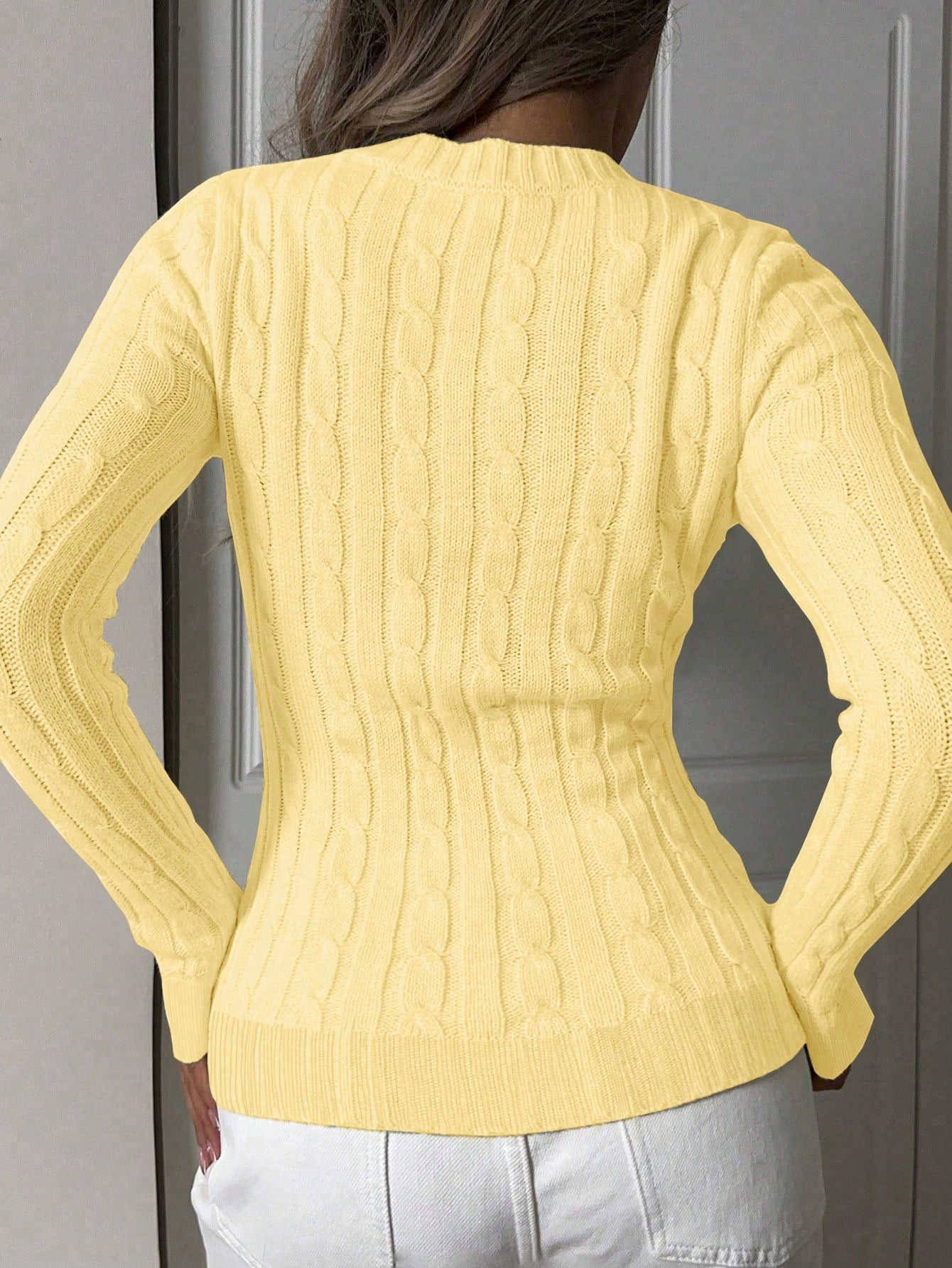 Women's Yellow Ribbed Knit Midi Bodycon Dress