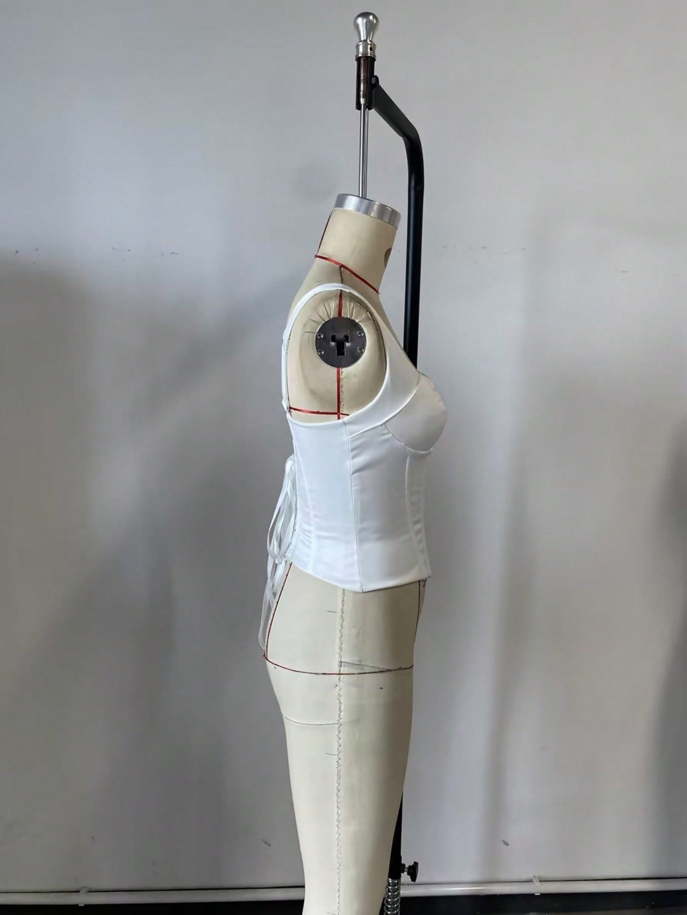 Women's White Faux Leather Bustier corset top with strapless