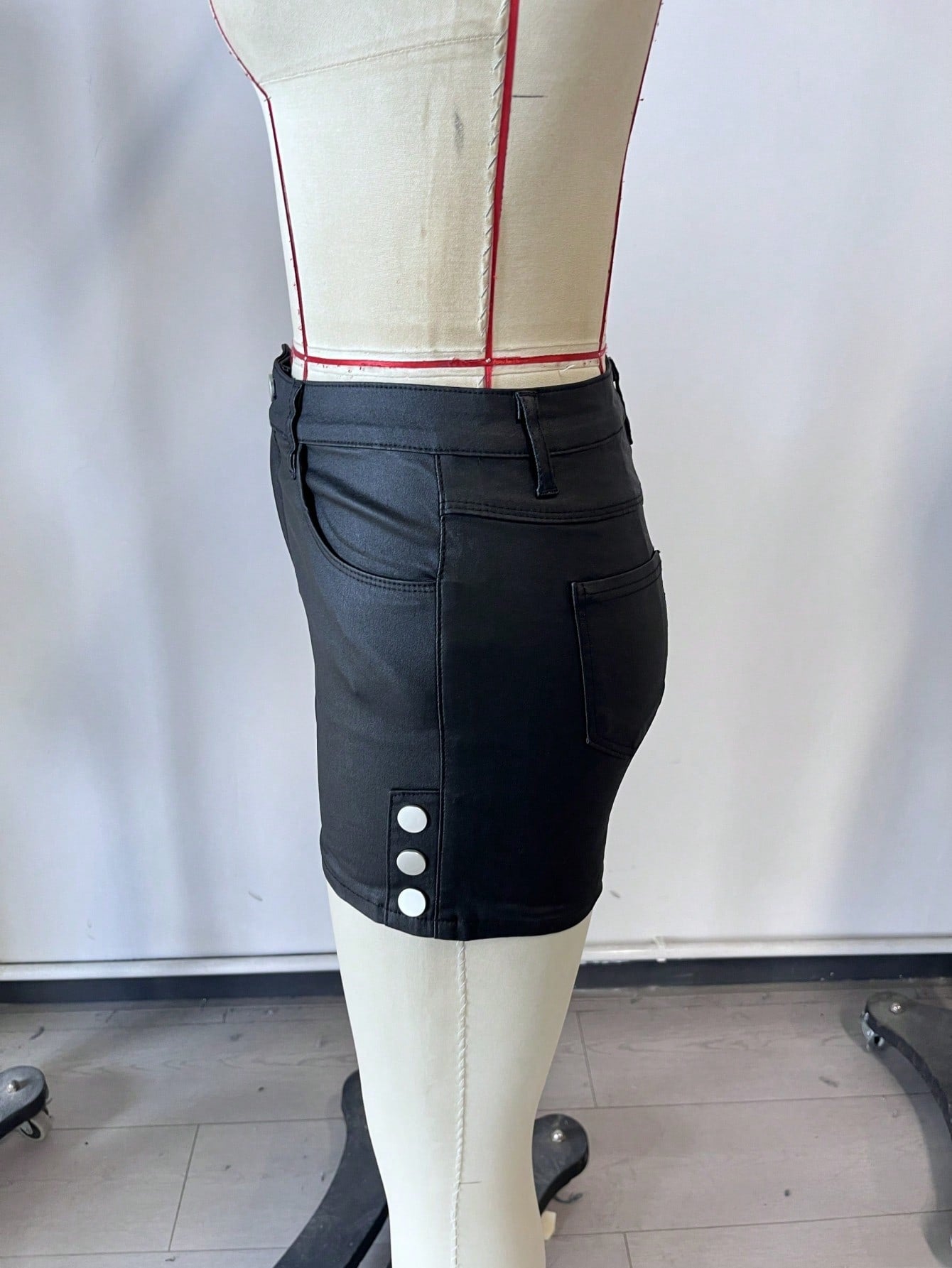 Women's Black Polyester Full-length pants with wide-leg