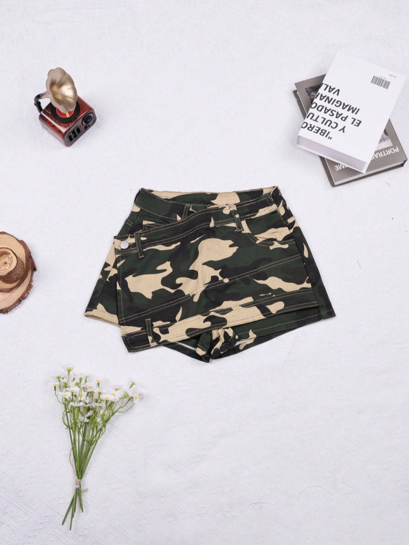 Women'S Camo Print Asymmetrical Mini Skort - Camo, Mini Skirt, Asymmetrical