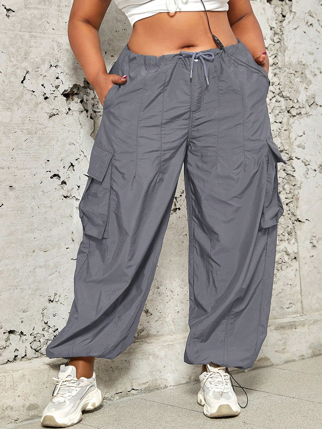 Women's Plus Size Grey High-Waist Yoga Leggings