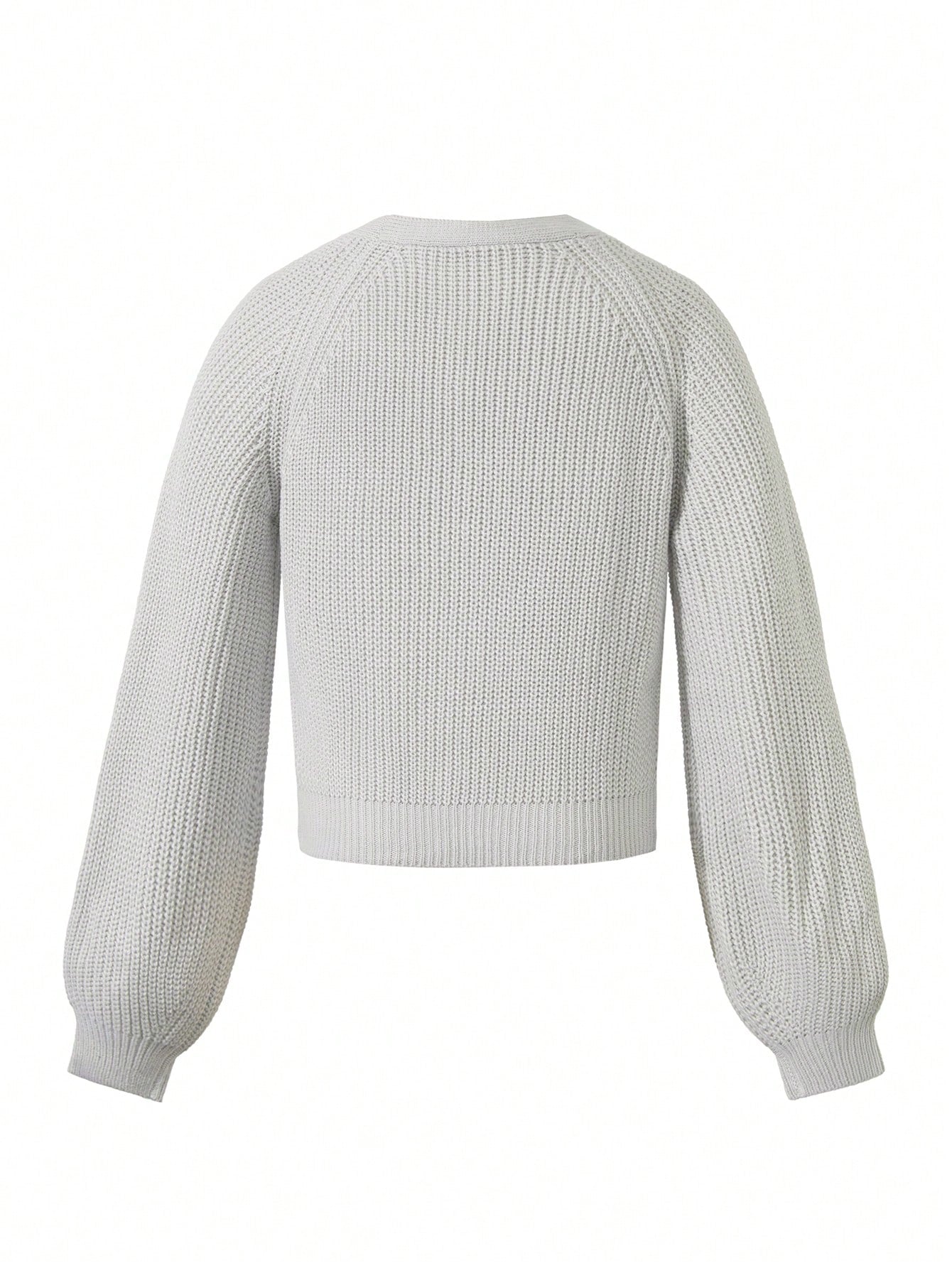 Women's Gray Ribbed Knit Henley Top with Button Placket