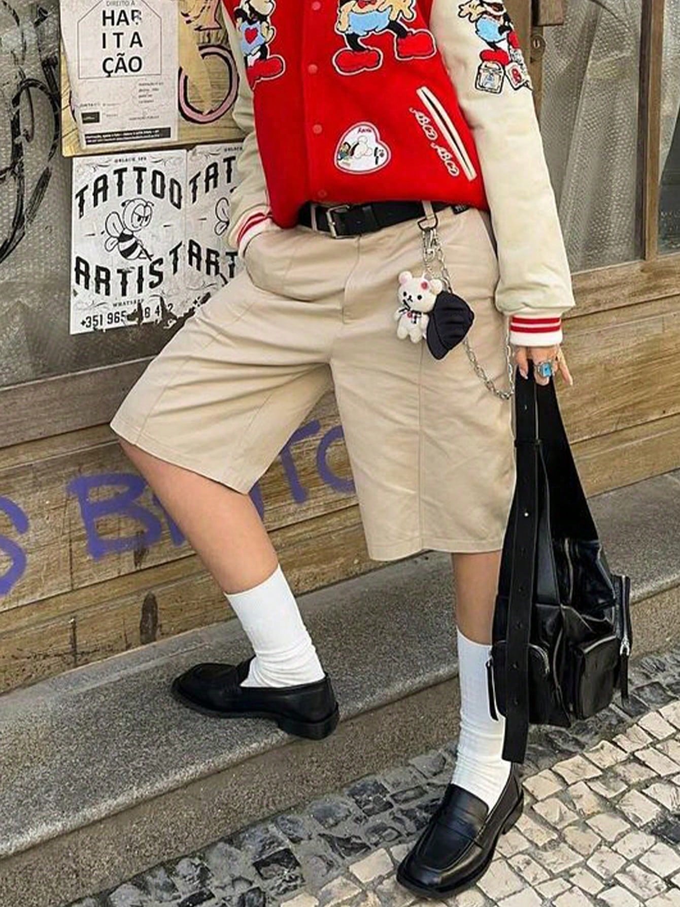 Women'S Beige Casual Bermuda Knee-Length Shorts - Bermuda Shorts, Casual, Wide Leg