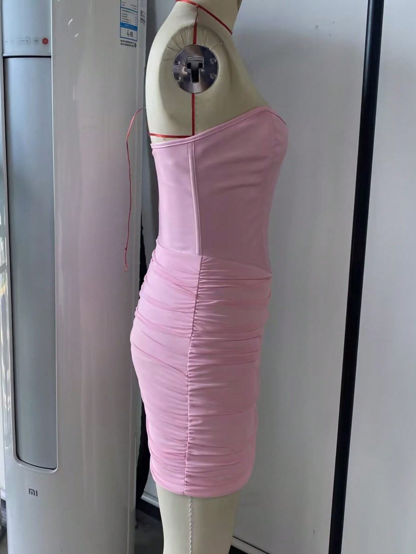 Women's Apperloth Pink PU Leather Ruched Bodycon Corset Mini Dress Sexy Party Wear