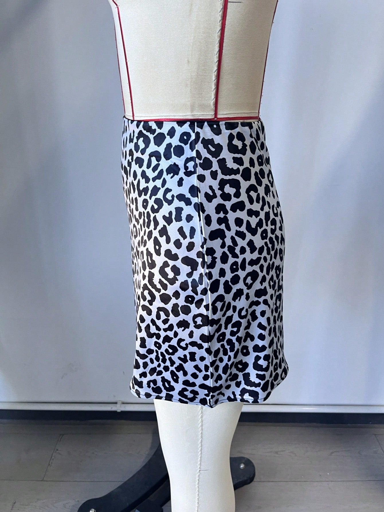 Women's Gray Leopard Polyester Mini skirt with A-line