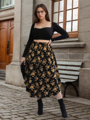 Pre-order Women's Floral Print High-Waist A-Line Maxi Skirt | 100% Polyester | MOQ 24 Units | 10-15 Calendar Days Shipping