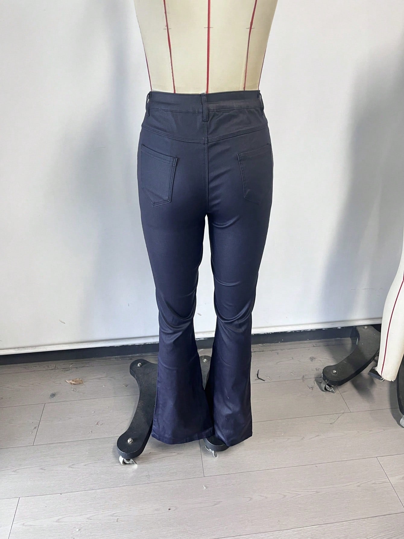 Women's Royal Blue High Waisted Flare Pants with Smooth Finish
