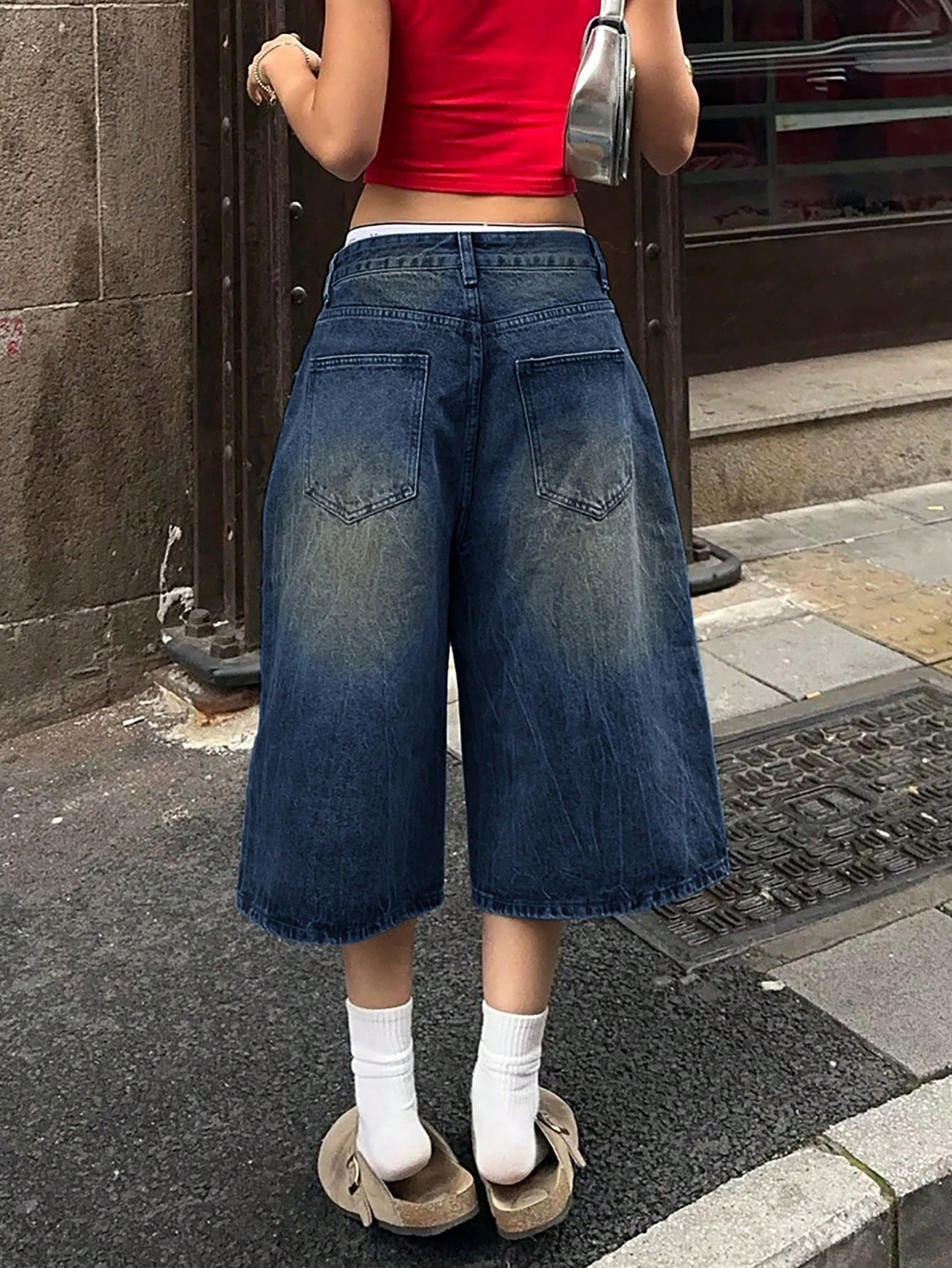 Women's Vintage Blue High-Waist Straight Leg Jeans
