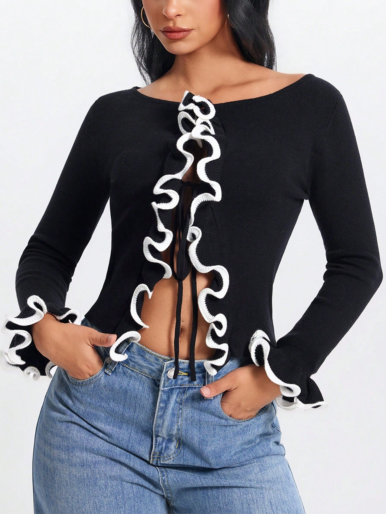 Women's Black Knit Bodycon Midi Dress
