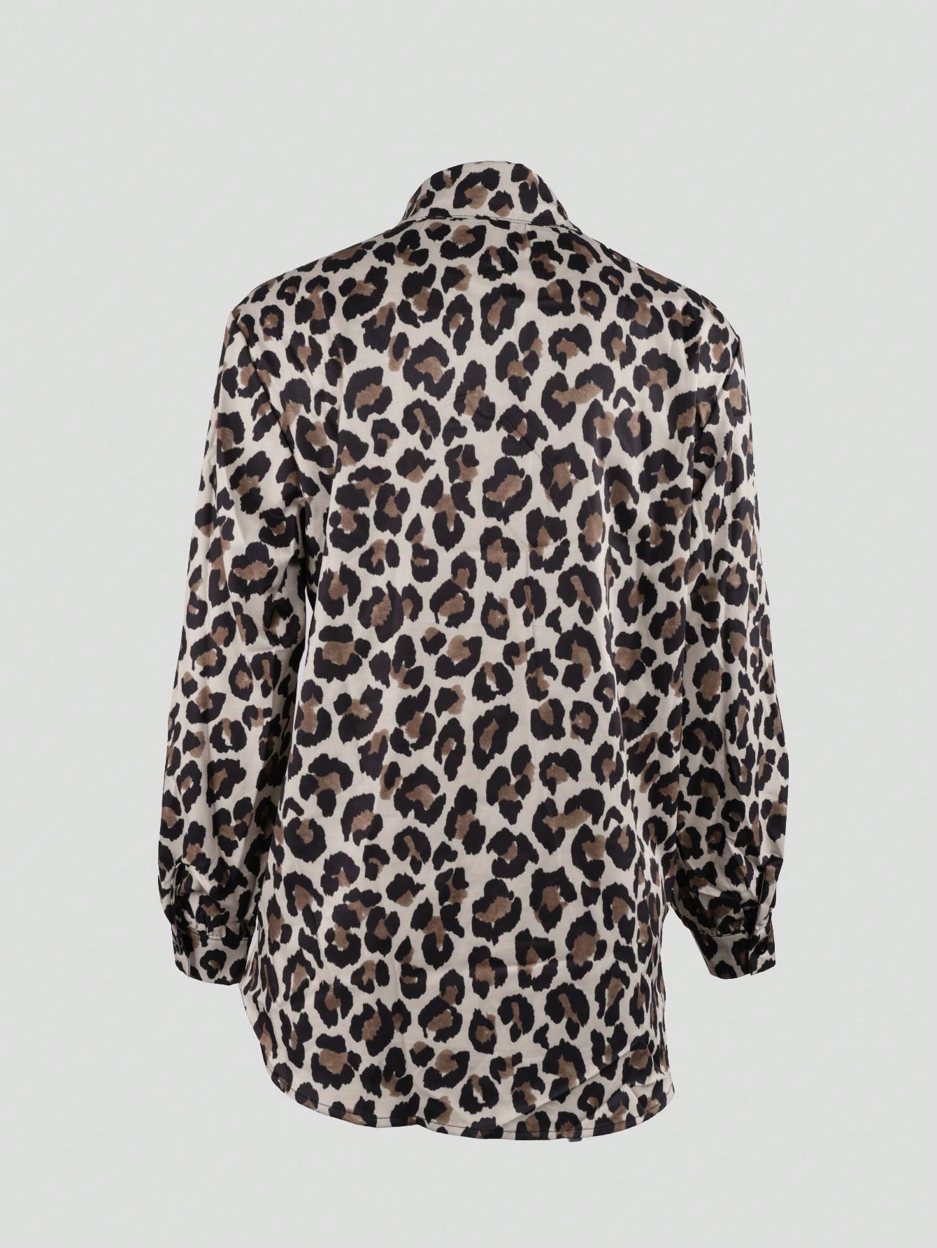 Women's Women Leopard Print Long Sleeve Button Down Shirt Chic Animal Print Blouse