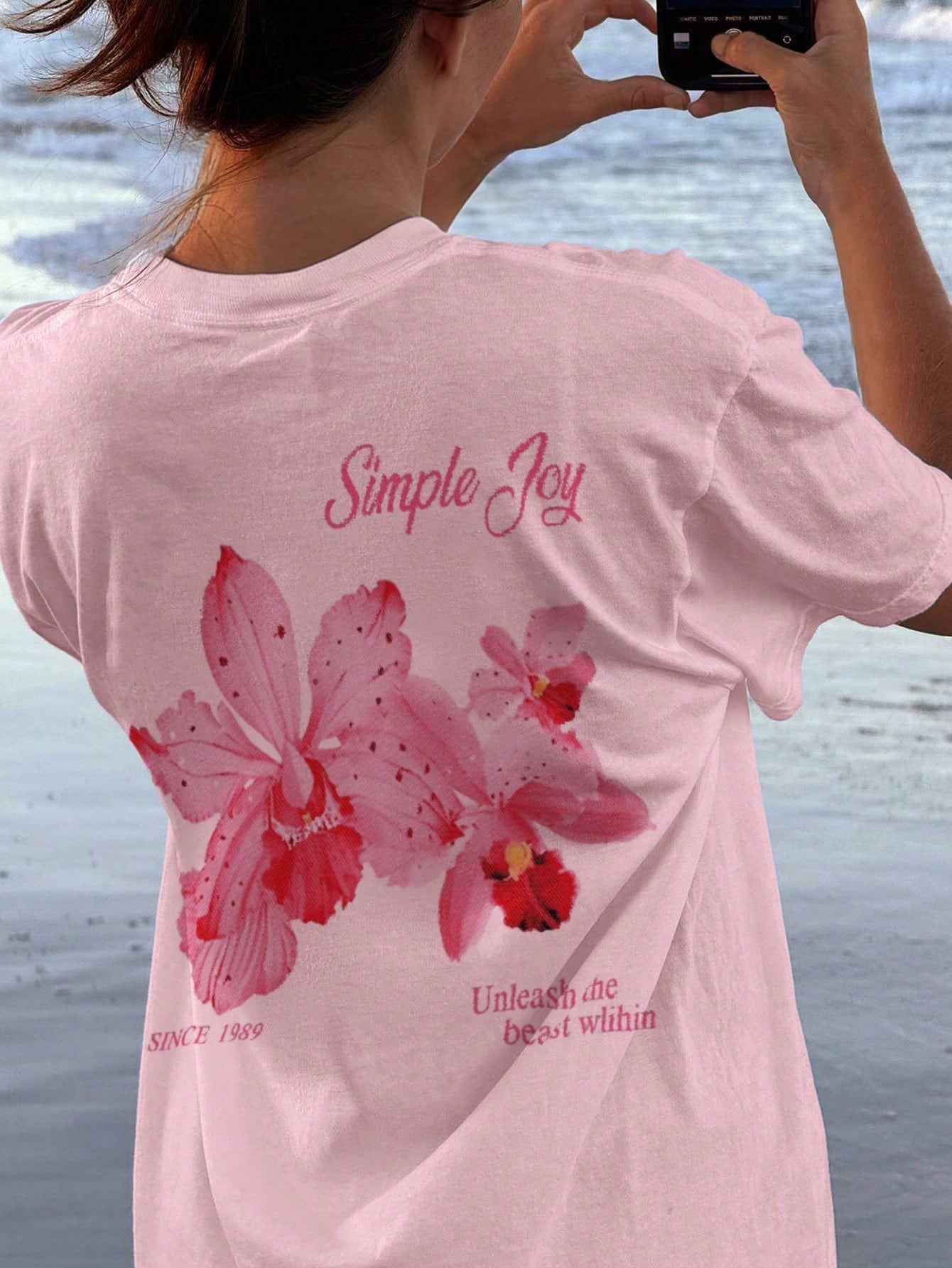 Women's Pink Polyester Blouse with long-sleeve