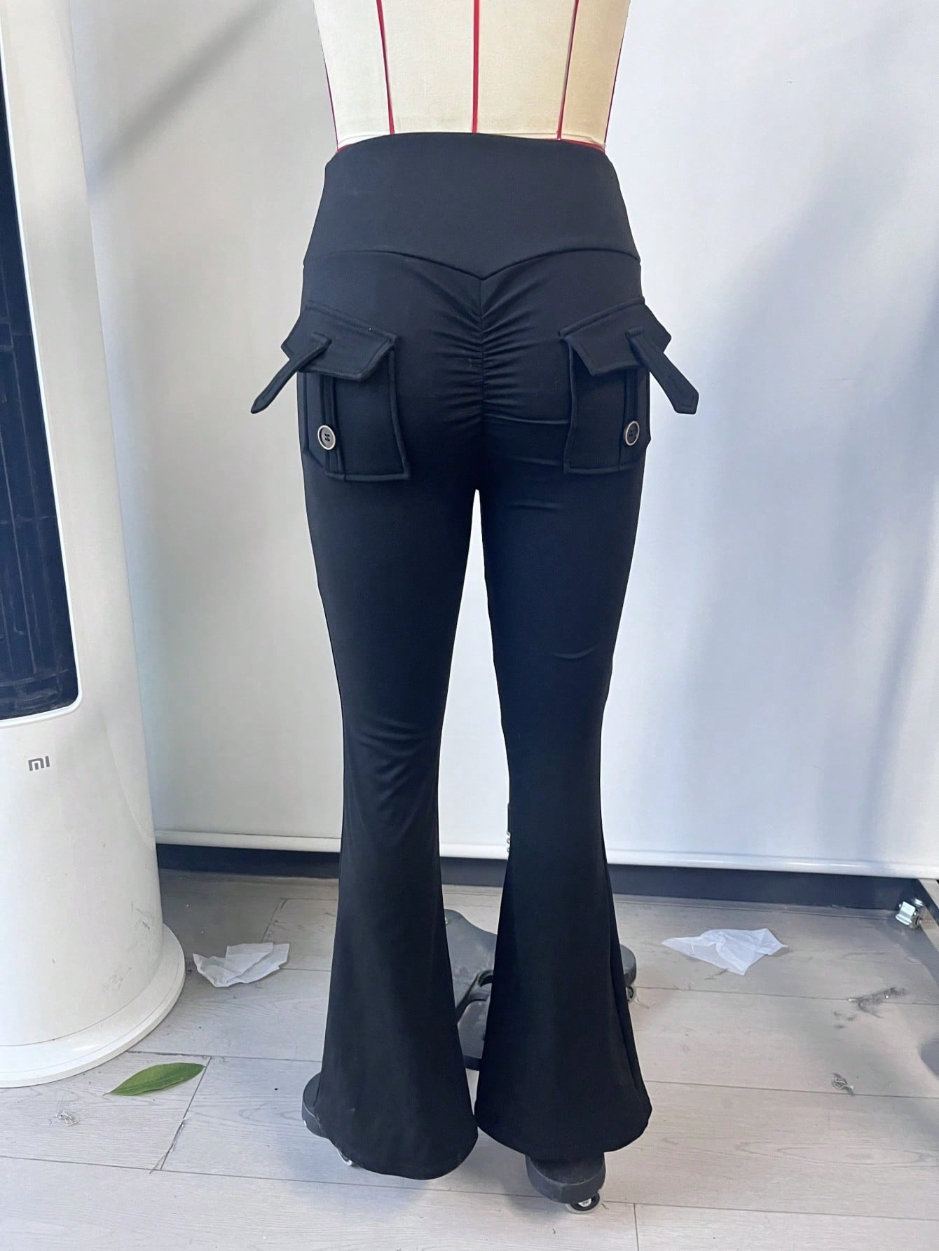 Women's Black High-Waisted Flare Yoga Pants with Bootcut Leg