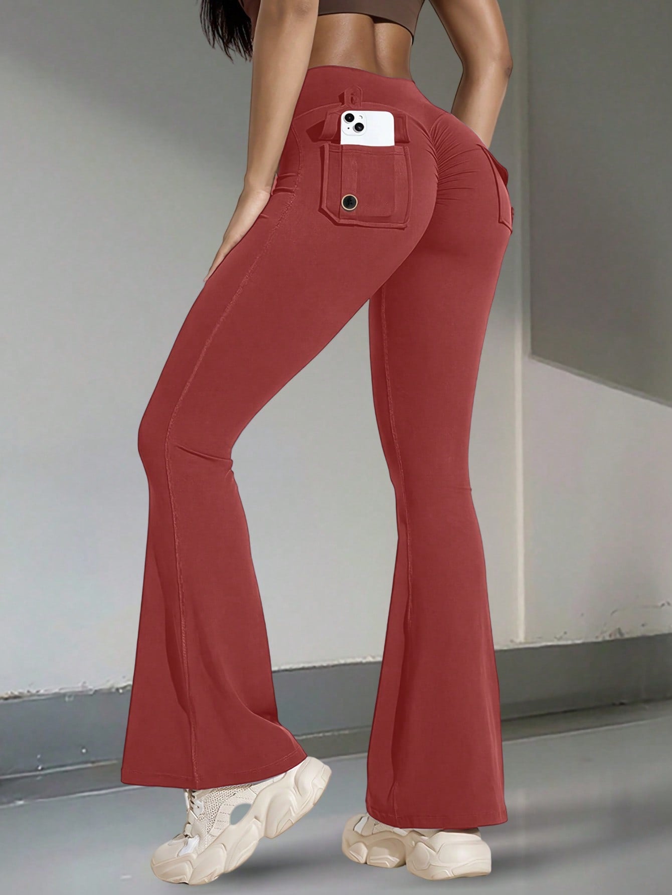 Women's Anchora Red High-Waist Yoga Pants
