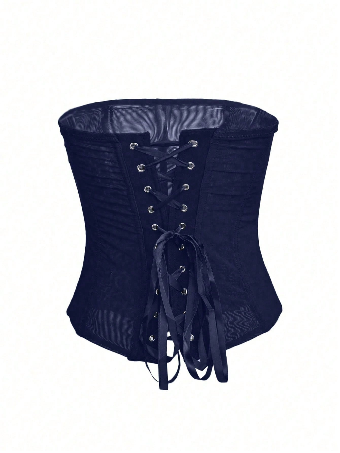 Women's Navy Blue Hook-Front Corset Bustier