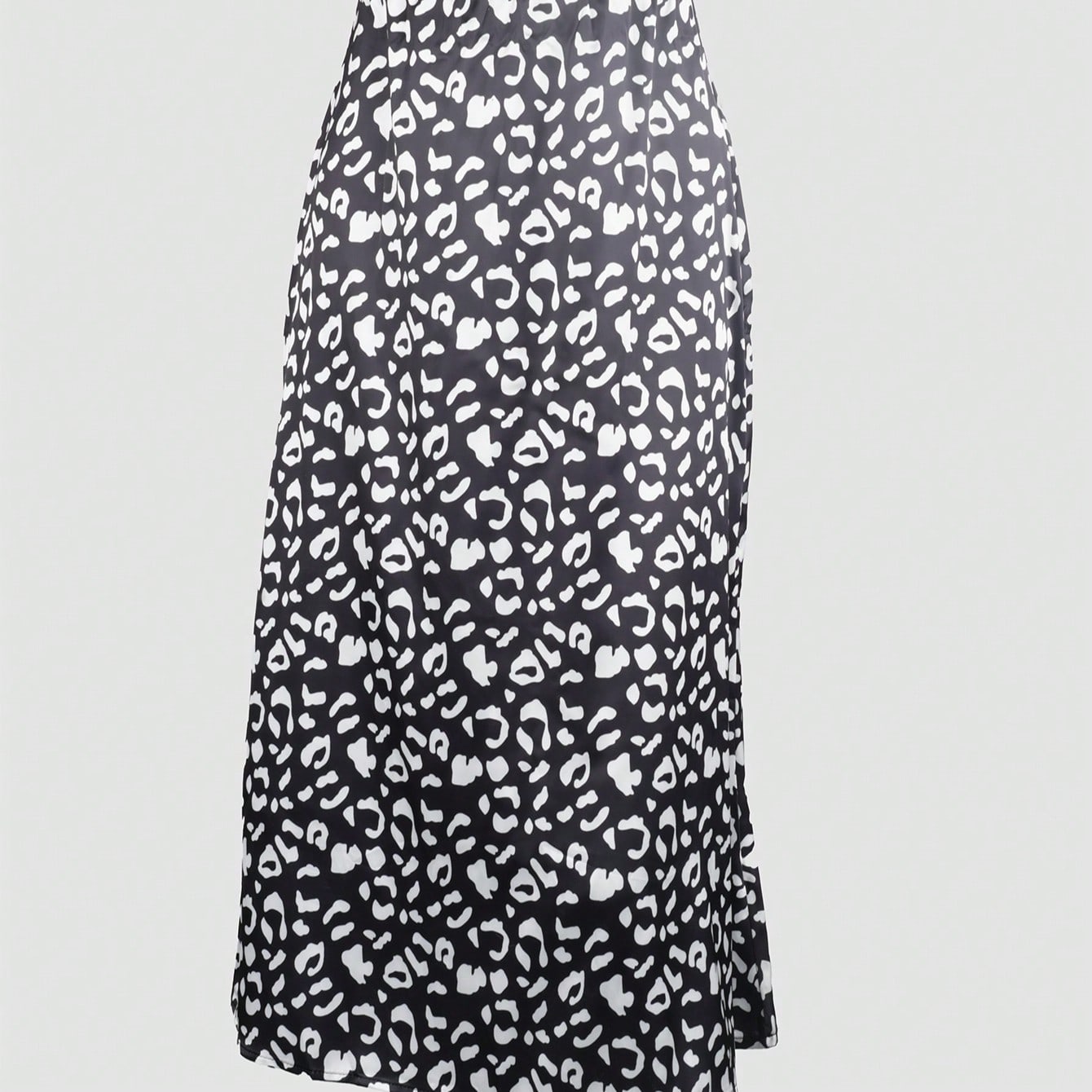 Women's Black Leopard Polyester Mini skirt with A-line