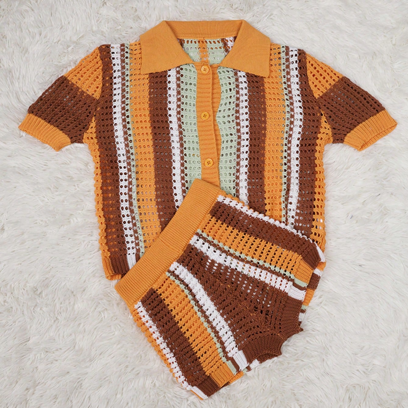 Women's Orange Knit Midi dress with sleeveless