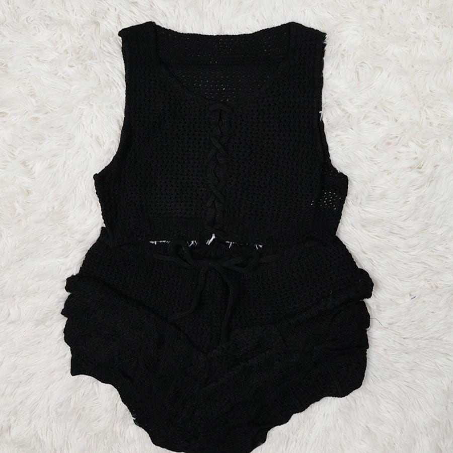Women's Black Ribbed Knit Midi bodycon dress with sleeveless