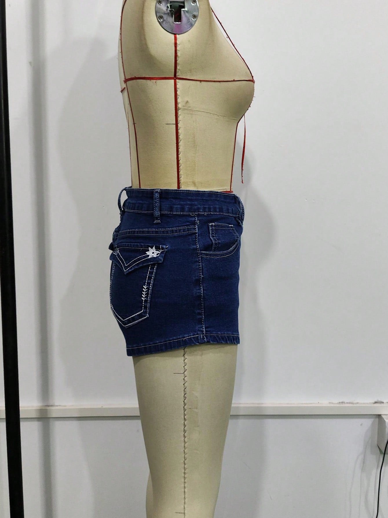 Women's Dark Blue High-Waist Classic Denim Shorts