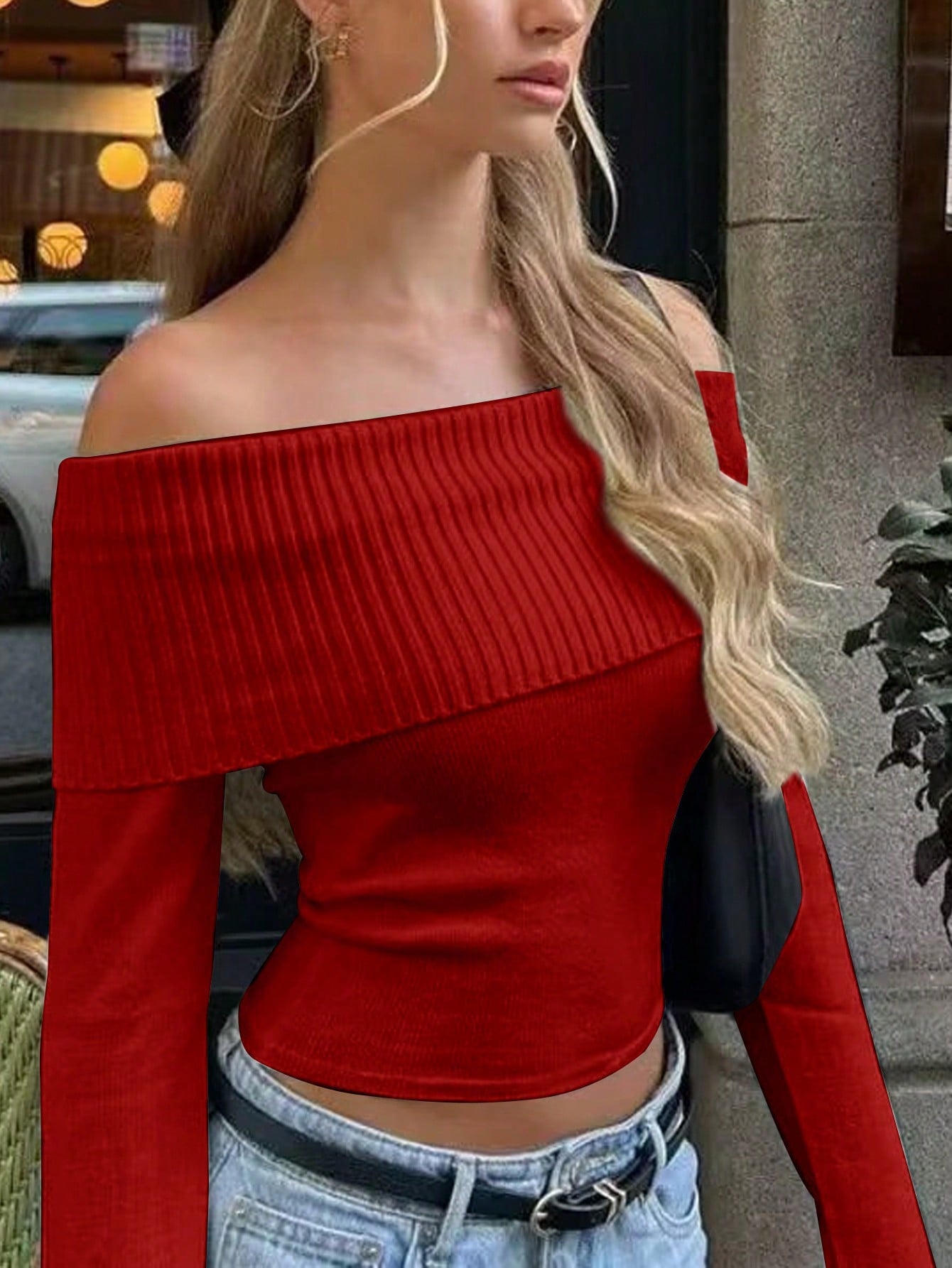 Women's Red Ribbed Knit Midi bodycon dress with sleeveless