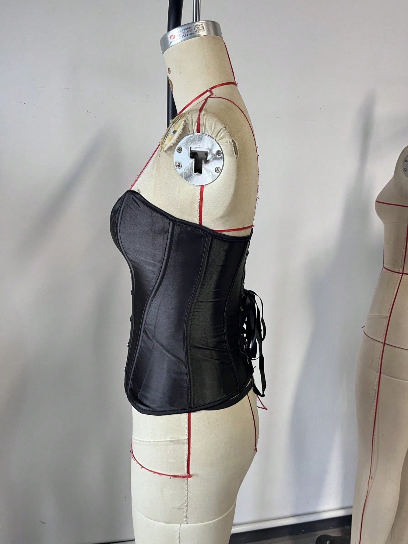 Women's Black Lace-Up PU Leather Corset Bustier Top