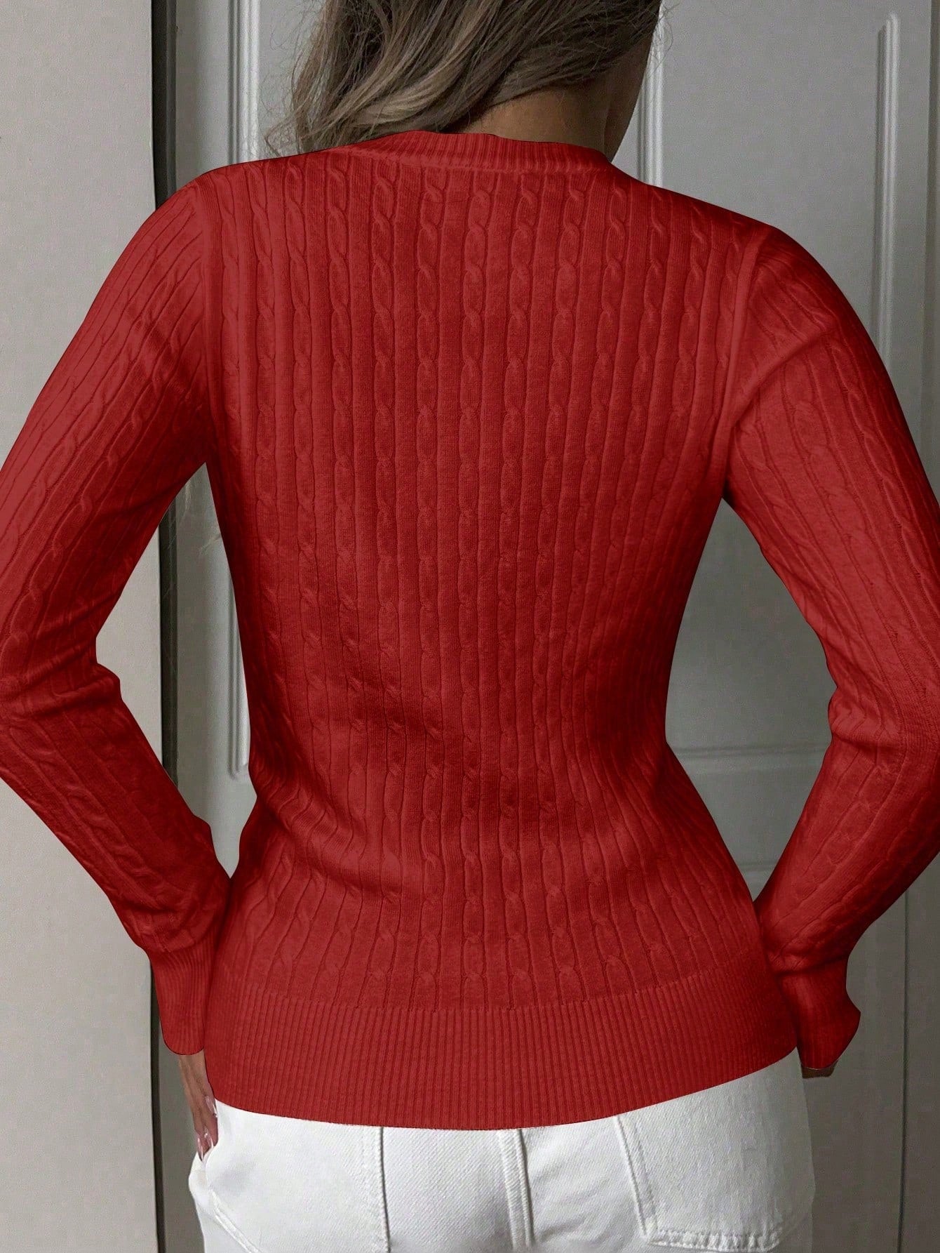 Women's Wine Red Ribbed Knit Midi Bodycon Dress