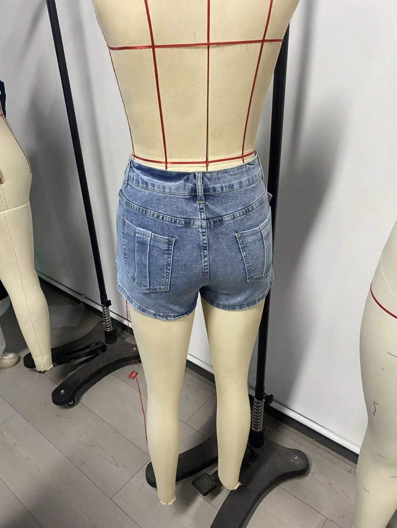 Women's Light Blue Asymmetric Wrap Denim Mini Skirt