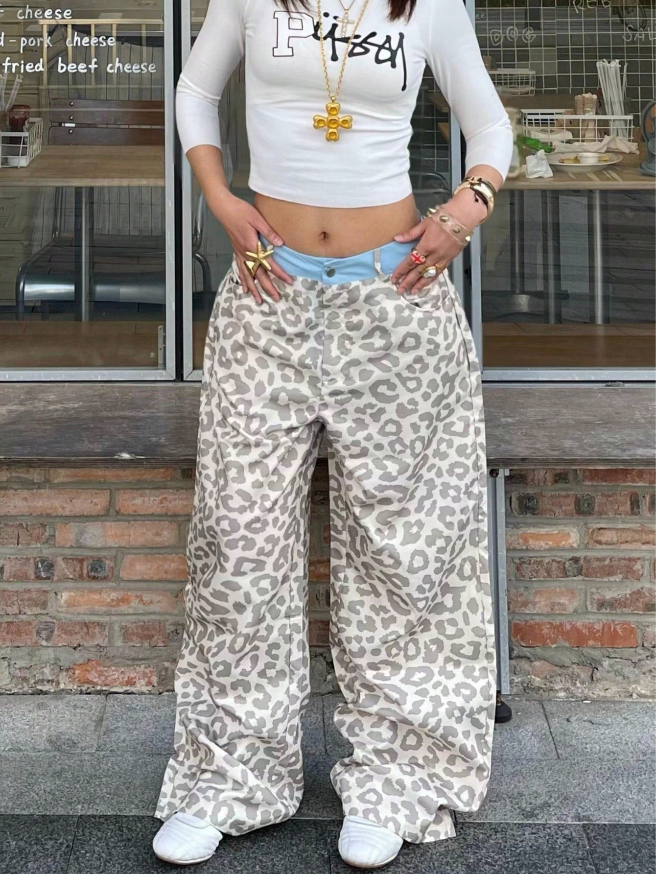 Women's Leopard Print Wide Leg Yoga Pants